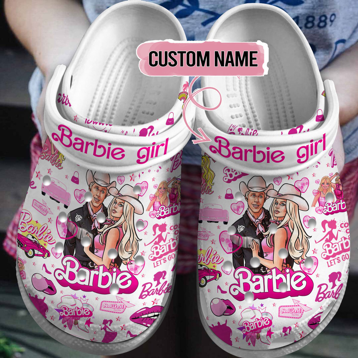 Footwearmerch Barbie Movie Cartoon Crocs Crocband Clogs Shoes Comfortable For Men Women and Kids