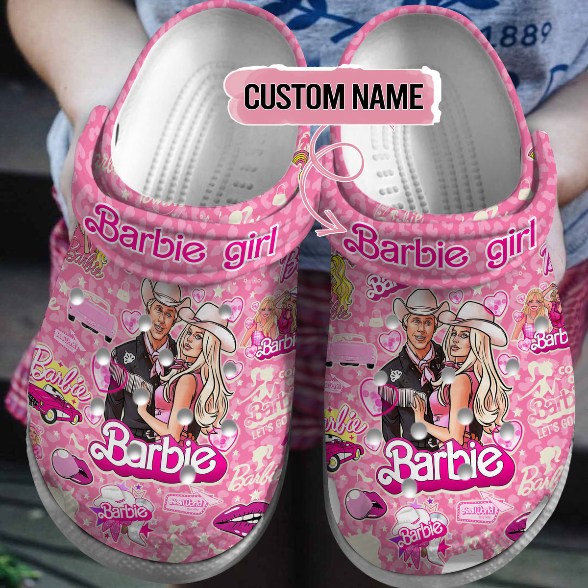 Footwearmerch Barbie Movie Crocs Crocband Clogs Shoes Comfortable For Men Women and Kids