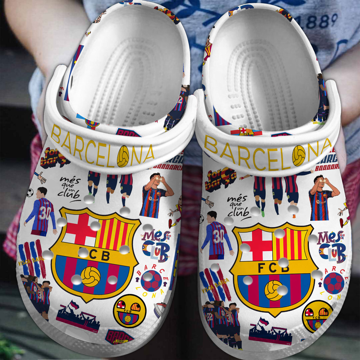 Footwearmerch Barcelona La Liga Sport Crocs Crocband Clogs Shoes Comfortable For Men Women and Kids