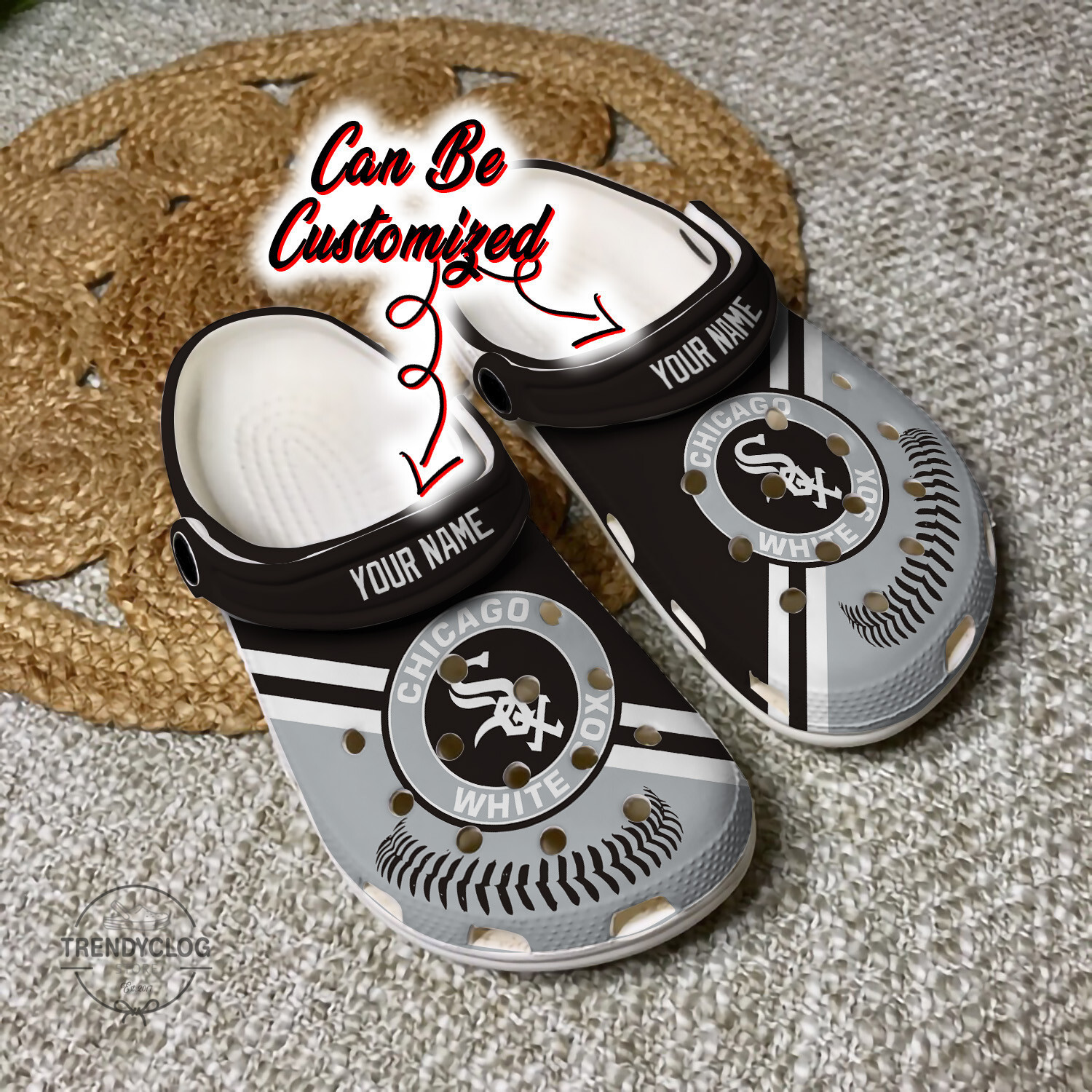 Footwearmerch Baseball CWhite Sox Personalized Baseball Logo Team Clog Shoes
