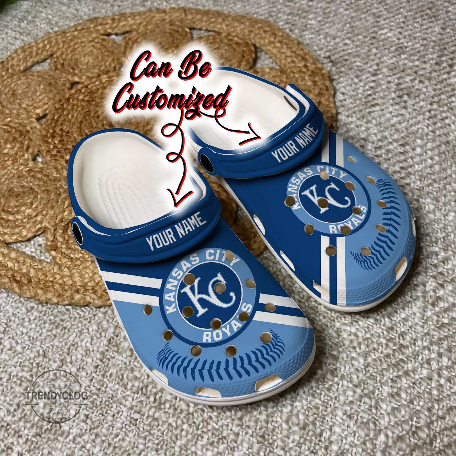 Footwearmerch Baseball KC Royals Personalized Baseball Logo Team Clog Shoes