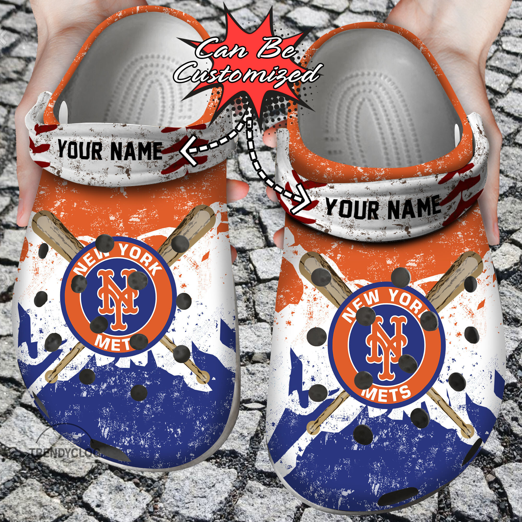 Footwearmerch Baseball NY Mets Personalized Watercolor New Clog Shoes