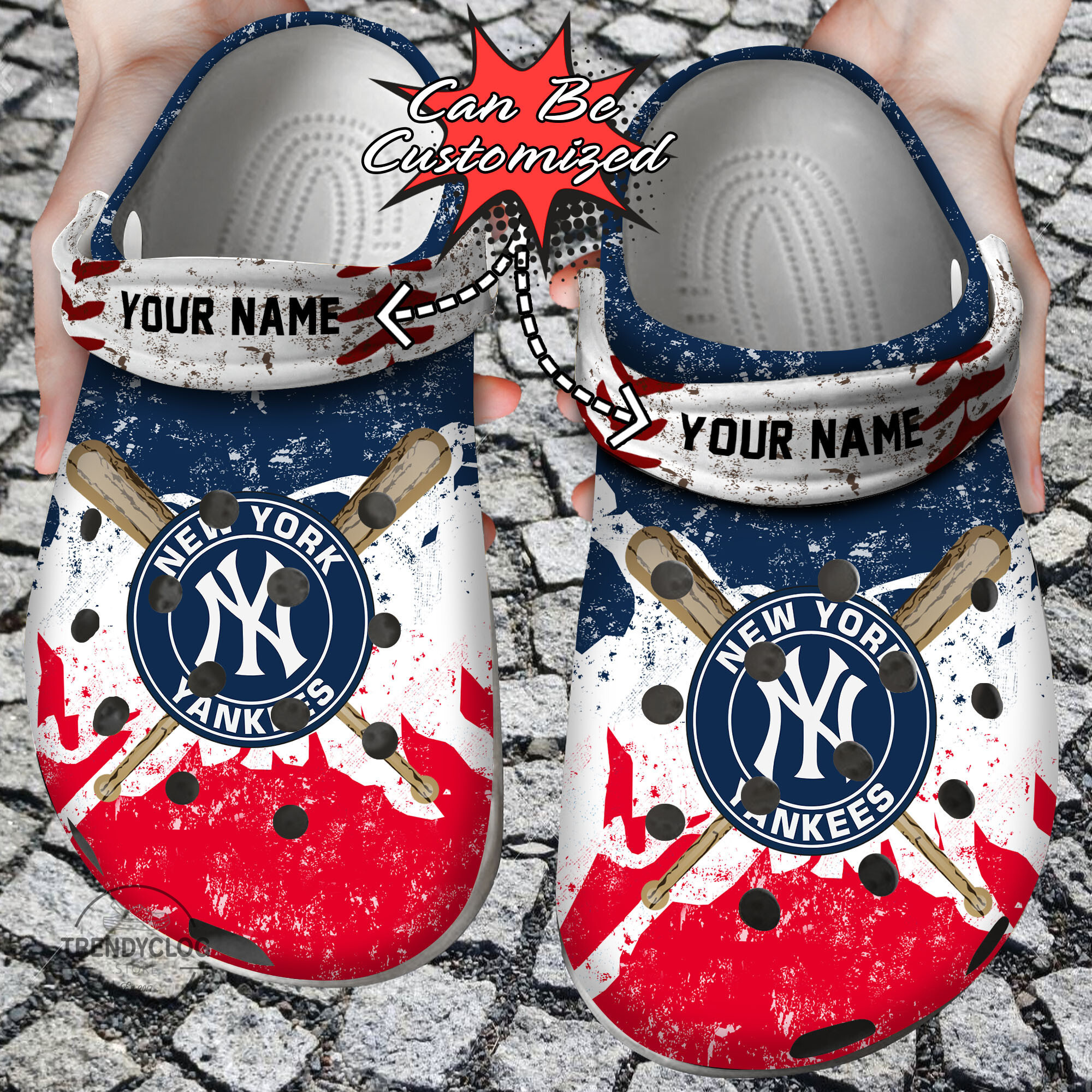 Footwearmerch Baseball NY Yankees Personalized Watercolor New Clog Shoes