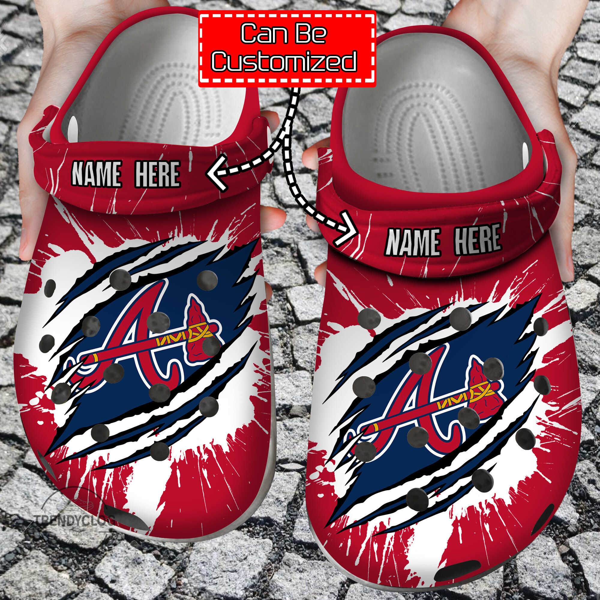 Footwearmerch Baseball Personalized ABraves Ripped Claw Clog Shoes
