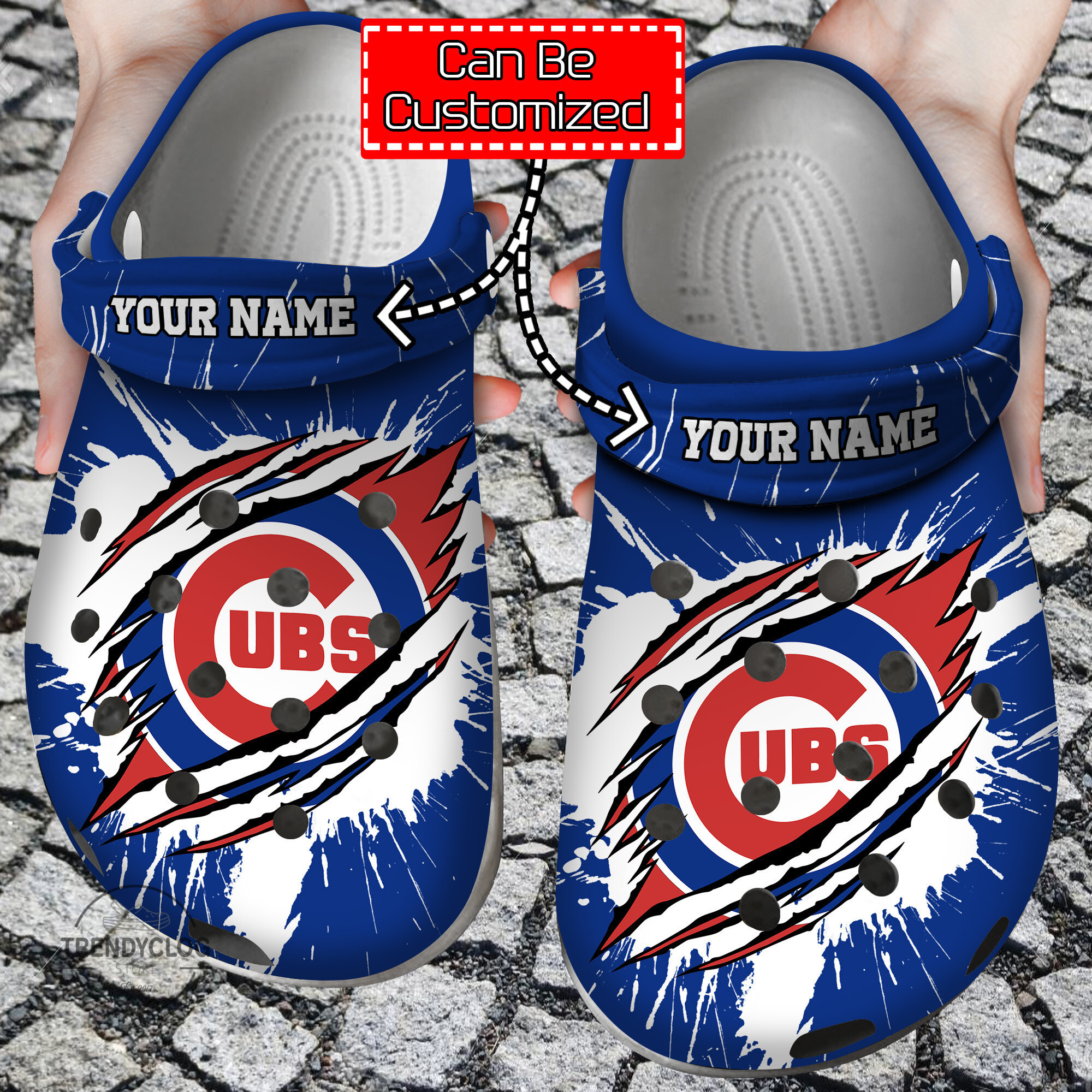 Footwearmerch Baseball Personalized CCubs Ripped Claw Clog Shoes