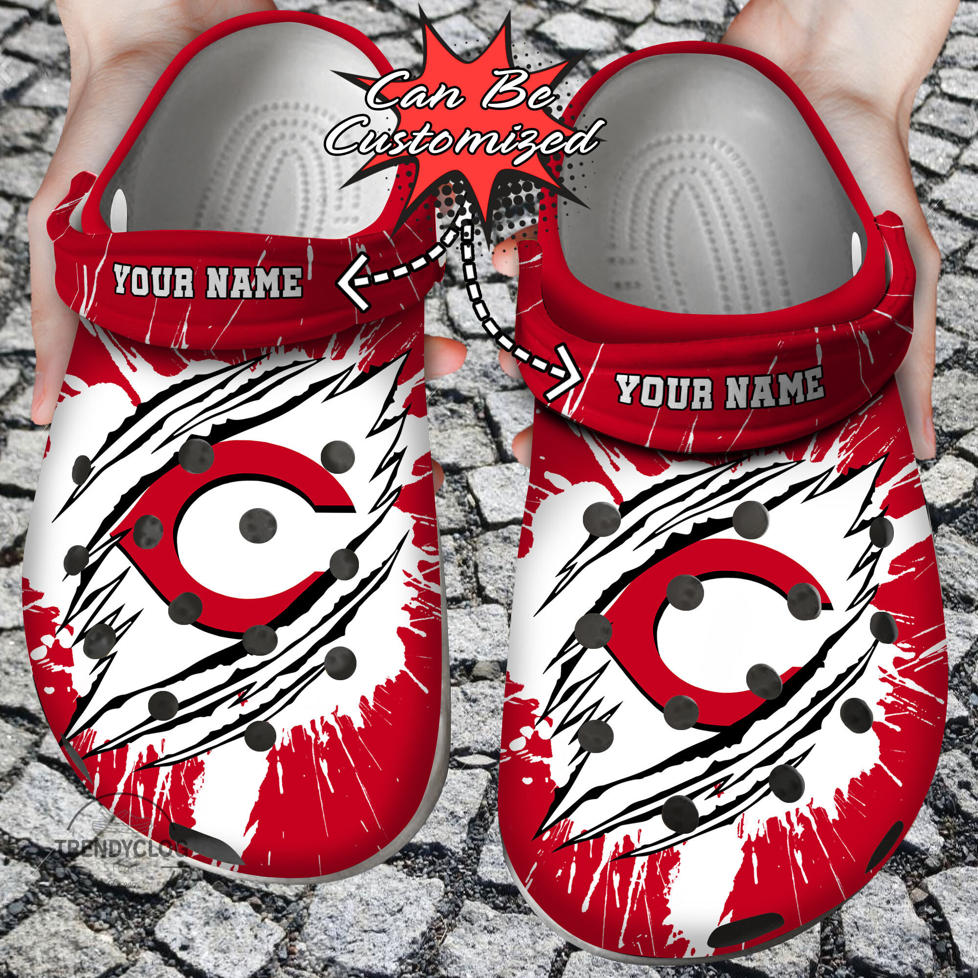 Footwearmerch Baseball Personalized CReds Ripped Claw Clog Shoes