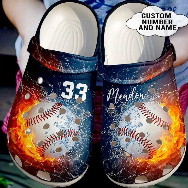 Footwearmerch Baseball Personalized Fire And Water Classic Clogs Shoes