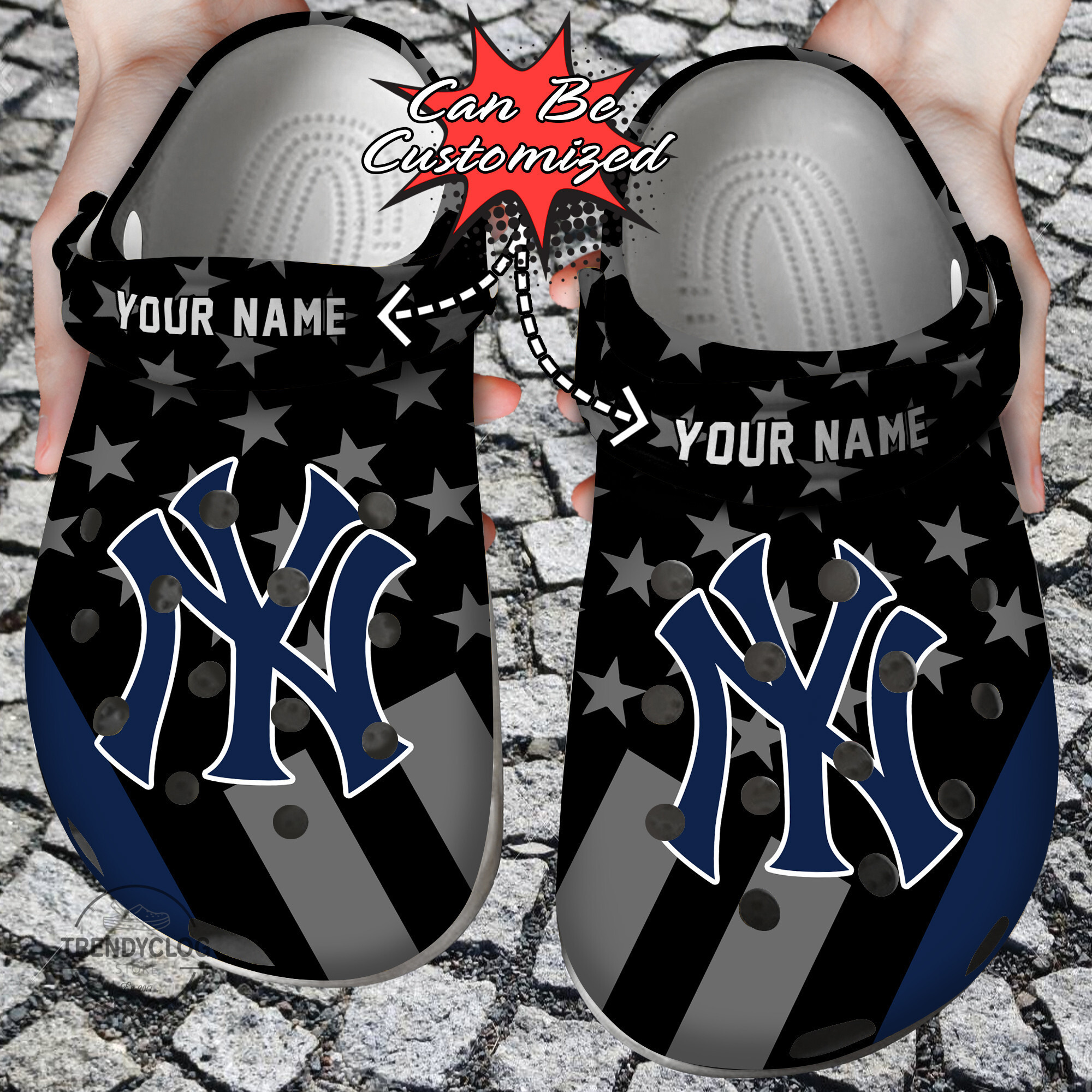 Footwearmerch Baseball Personalized NY Yankees Star Flag Clog Shoes