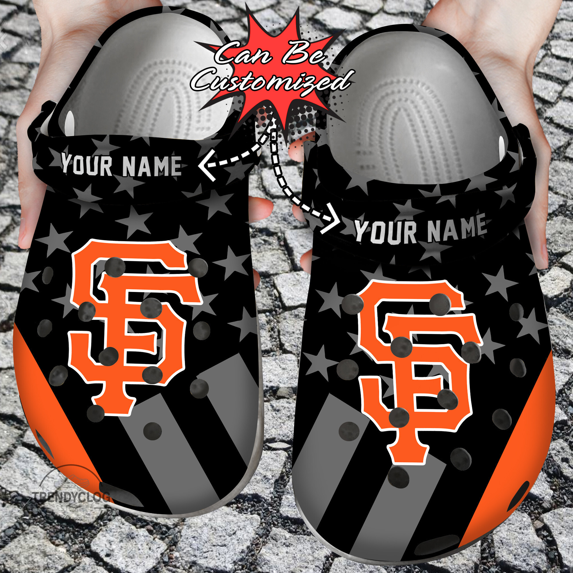 Footwearmerch Baseball Personalized SF Giants Star Flag Clog Shoes