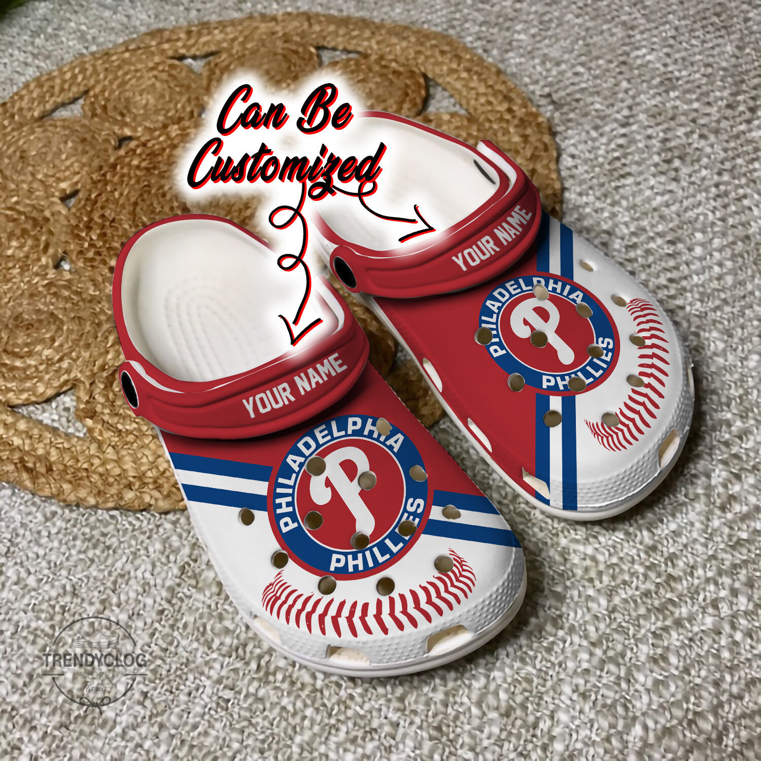 Footwearmerch Baseball PPhillies Personalized Baseball Logo Team Clog Shoes