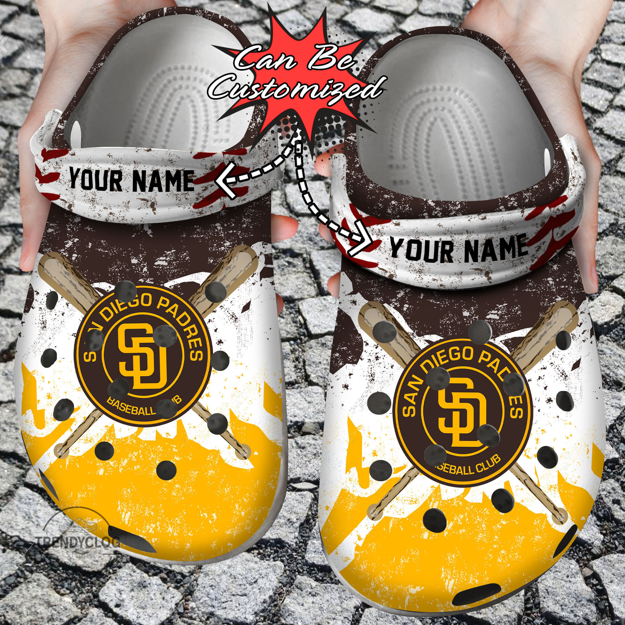 Footwearmerch Baseball SD Padres Personalized Watercolor New Clog Shoes