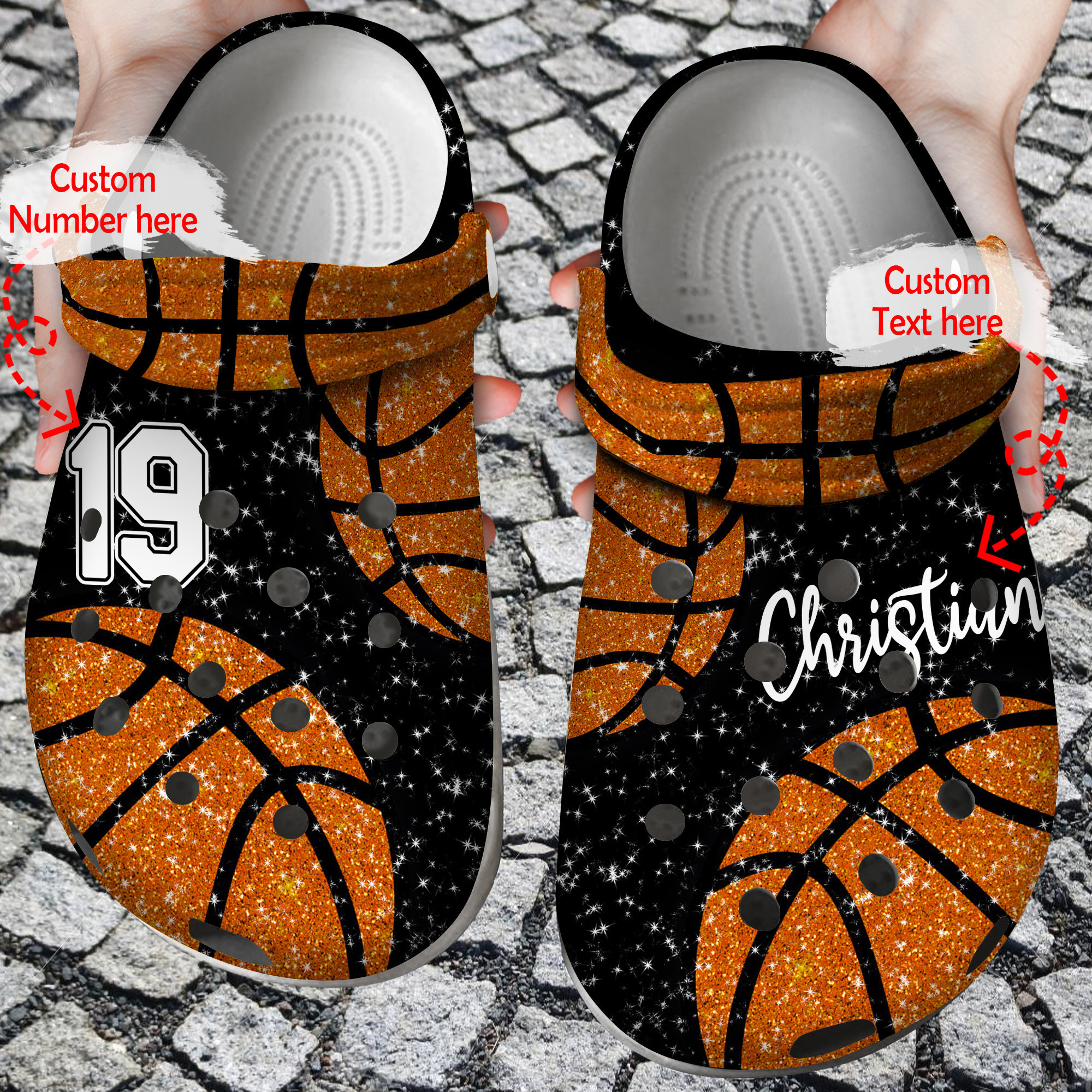 Footwearmerch Basketball Basketball Glitter Personalized Lover Clog Shoes