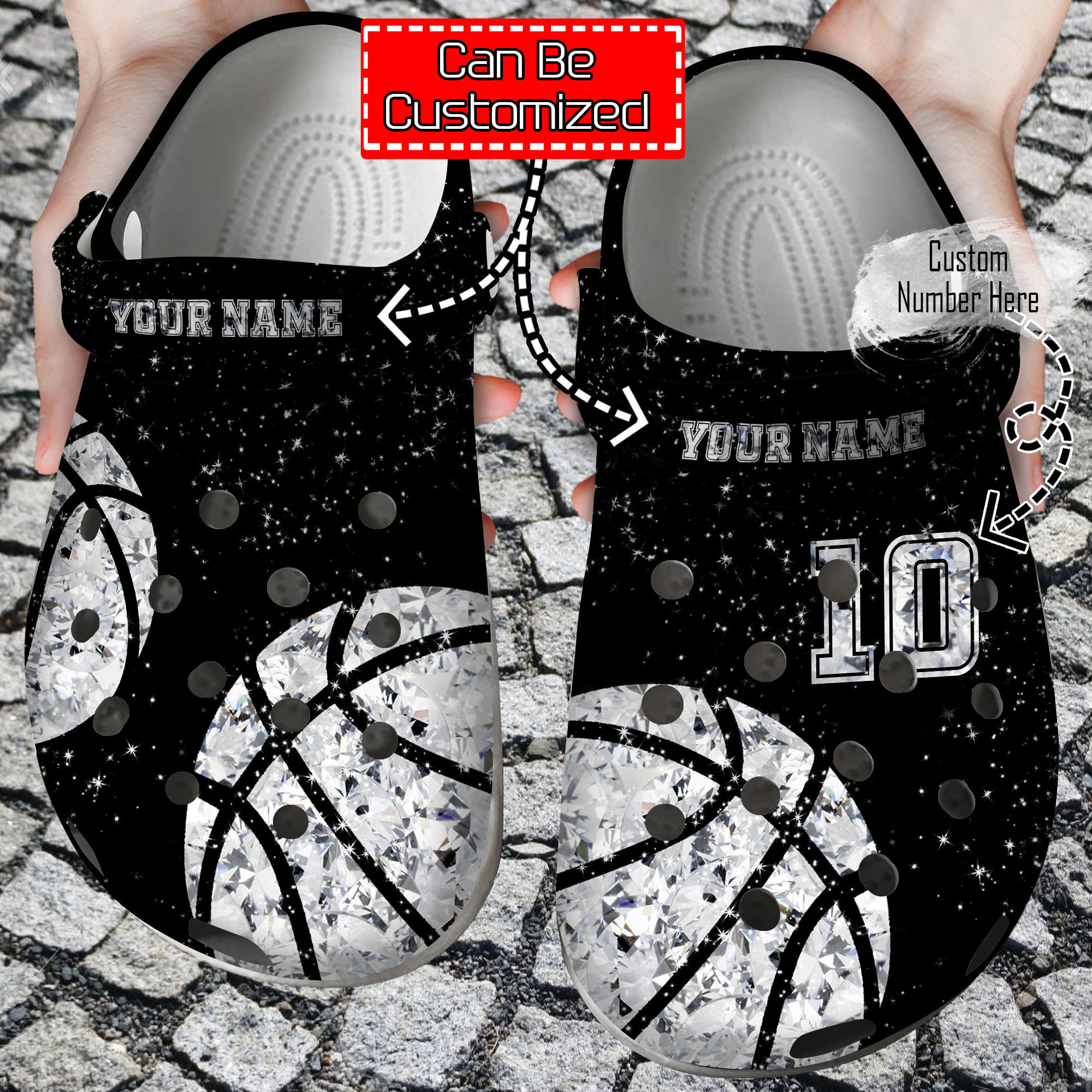 Footwearmerch Basketball Basketball Personalized Diamond Clog Shoes