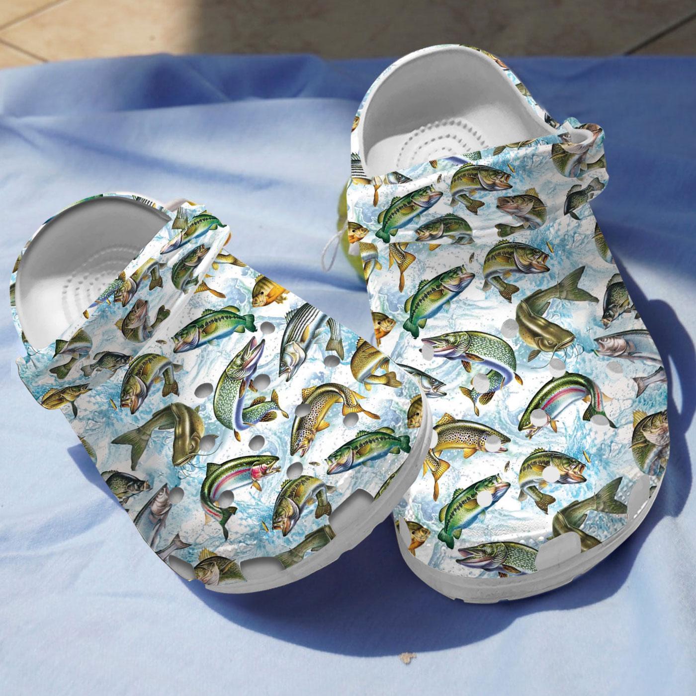 Footwearmerch Bass Fish Crocs Crocband Clogs Shoes Comfortable For Men Women and Kids