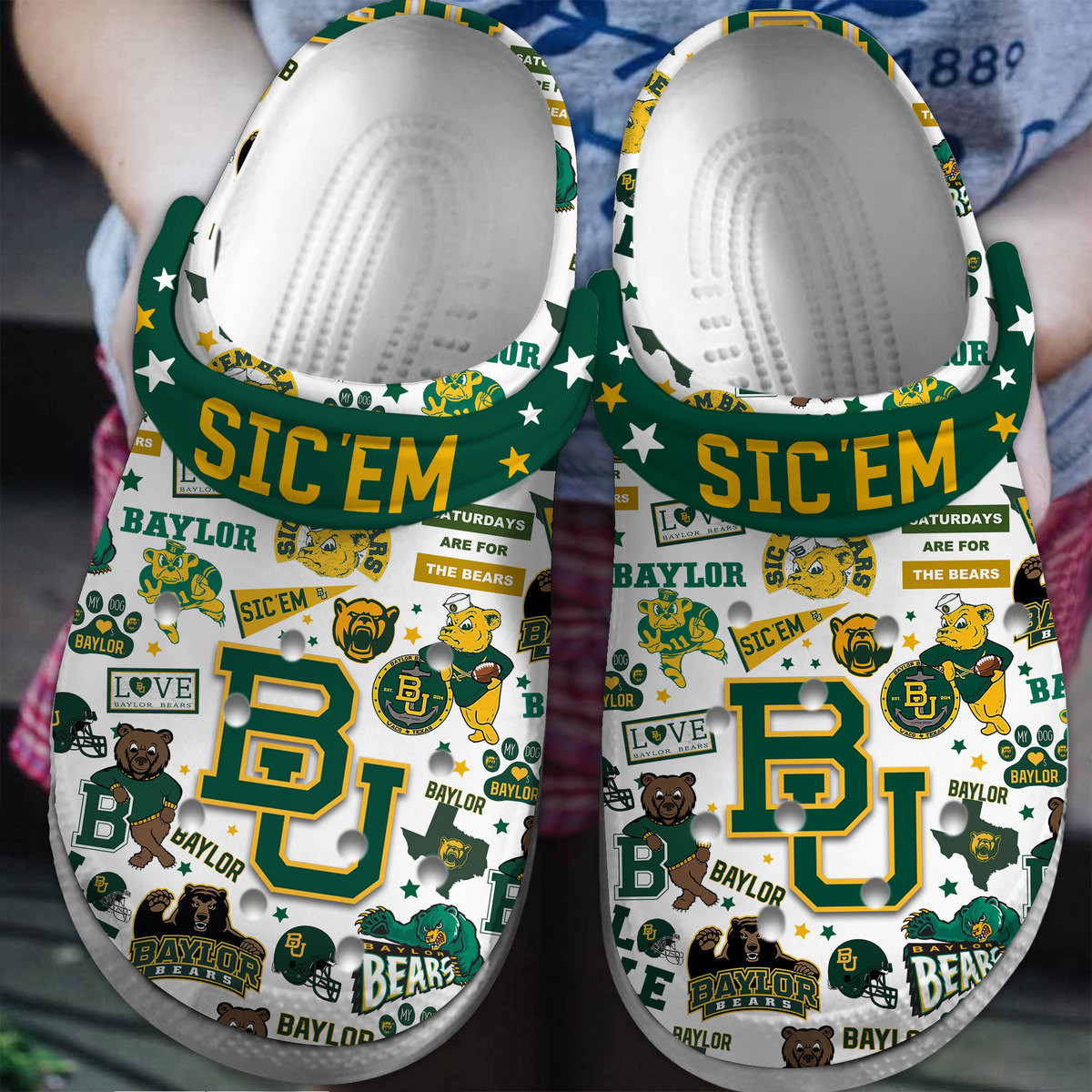 Footwearmerch Baylor Bears NCAA Sport Crocs Crocband Clogs Shoes Comfortable For Men Women and Kids