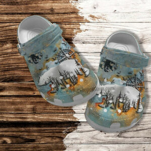 Footwearmerch Bear Camping Compass Vintage Croc Shoes Gift Grandpa Father Day 2022- Camping Bear Shoes Croc Clogs Gift Men Women