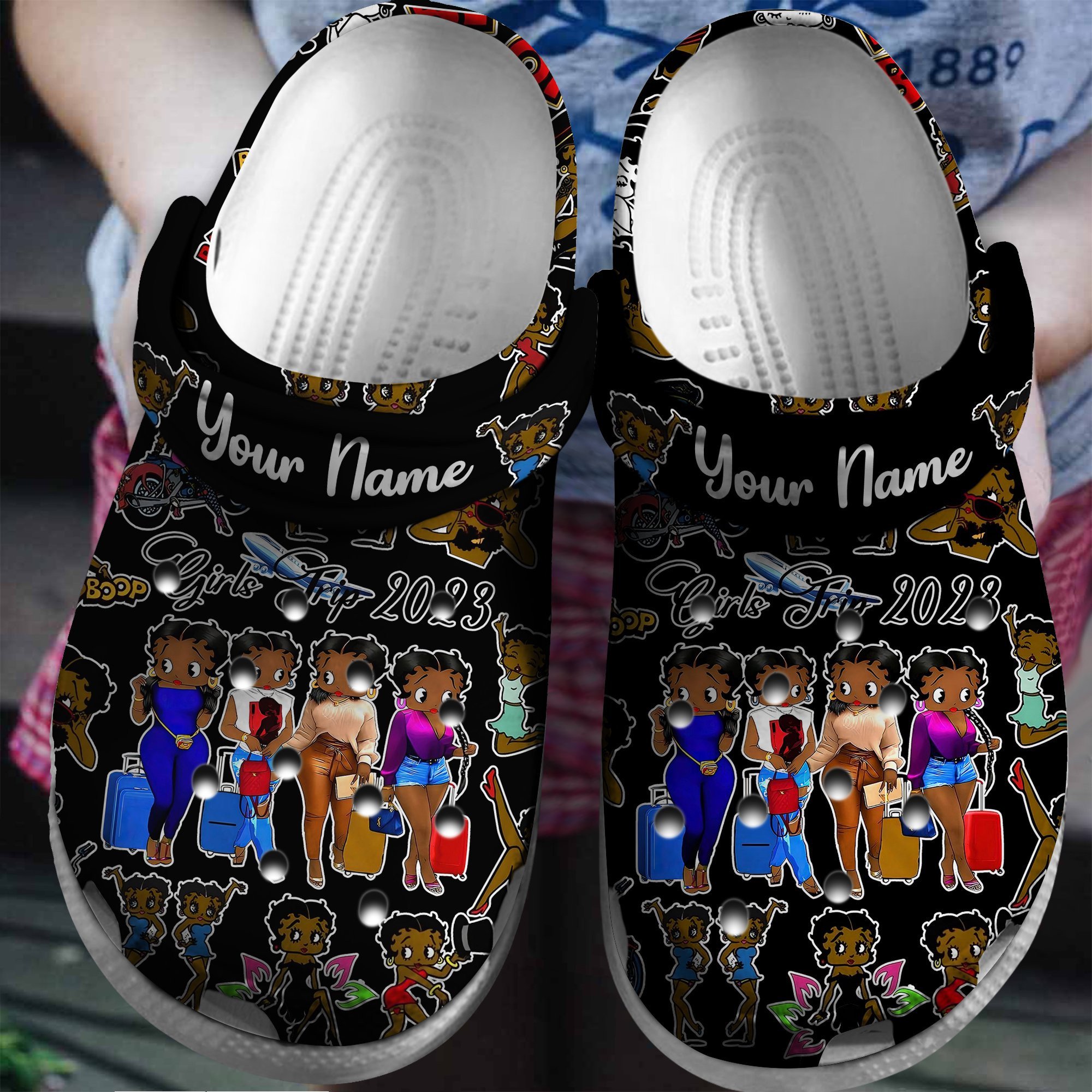 Footwearmerch Betty Boop Cartoon Crocs Crocband Clogs Shoes Comfortable For Men Women and Kids