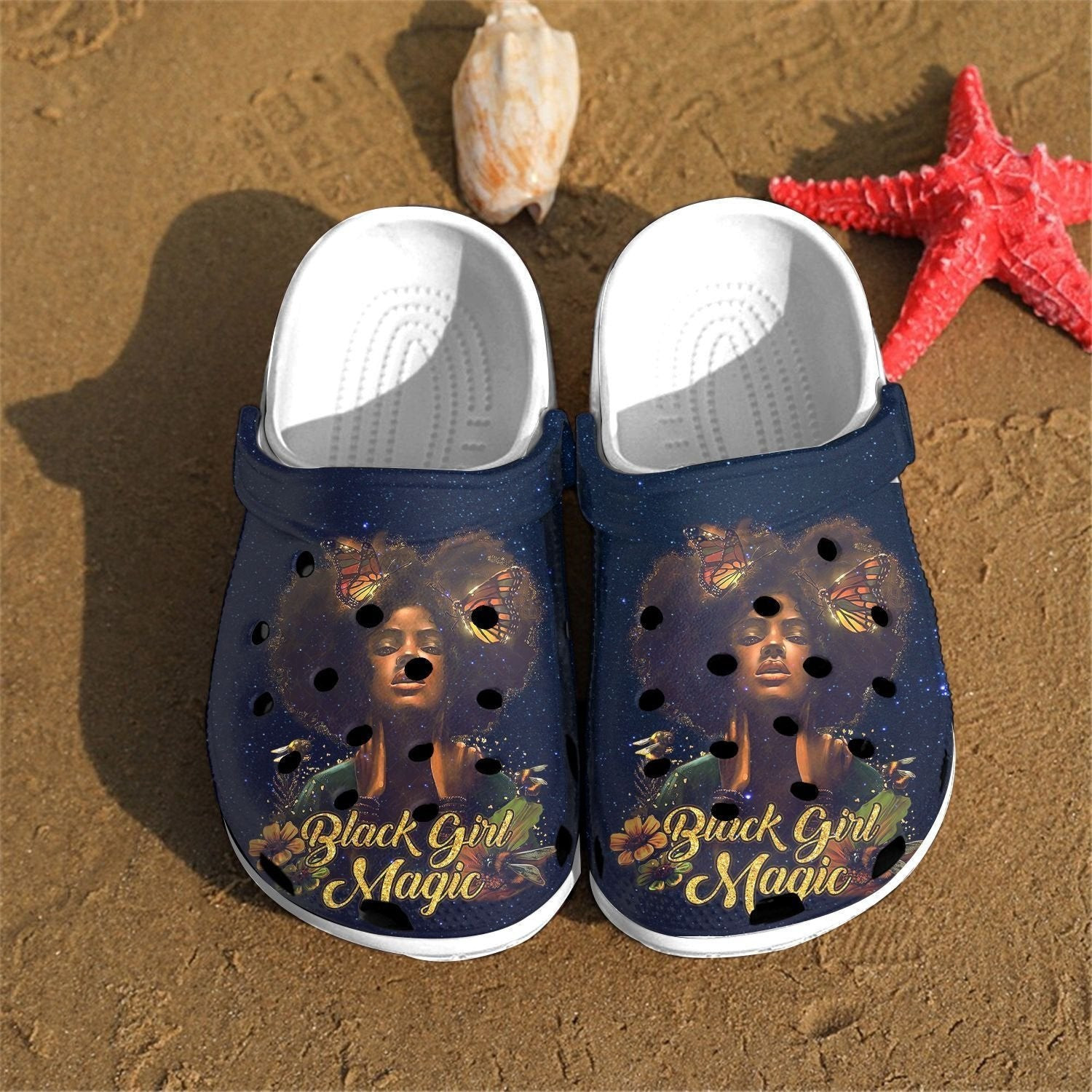 Footwearmerch Black Girl Magic Butterfly Lover Shoes - Black Pride Black Beauty clog Gift For Women Girl