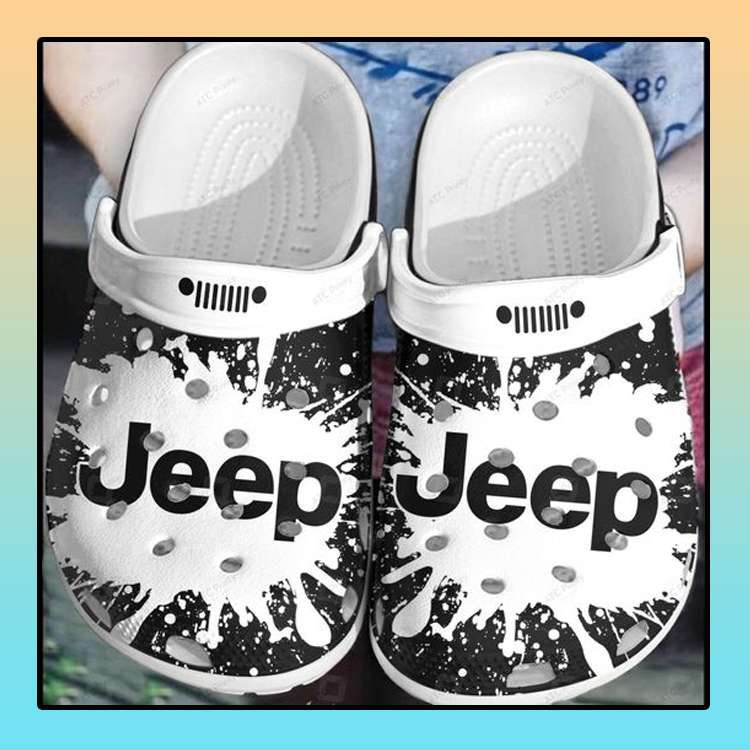 Footwearmerch Black White Jeep Crocband Clog Shoes For Jeep Lover