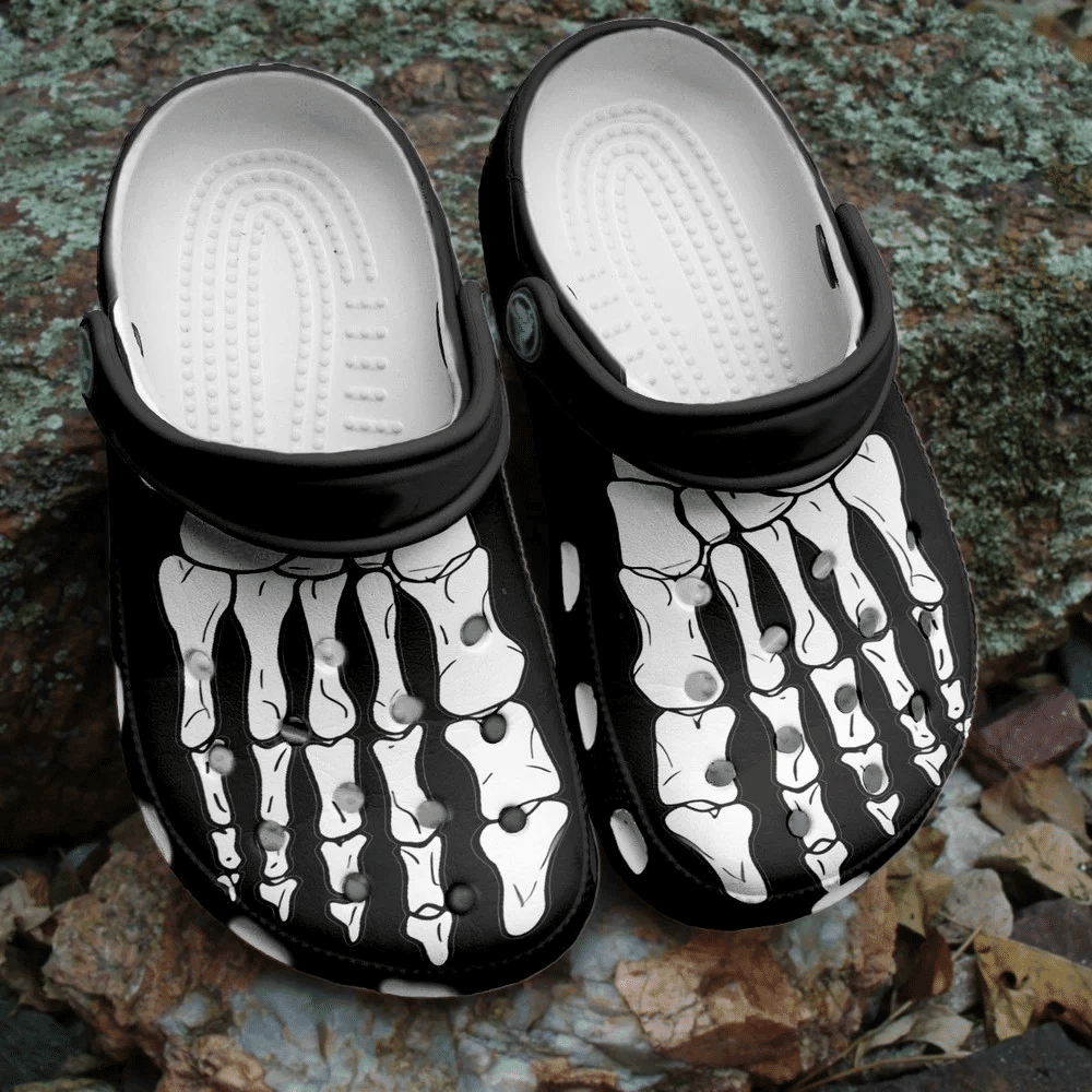 Footwearmerch Black White Skeleton Foot Clogs Shoes