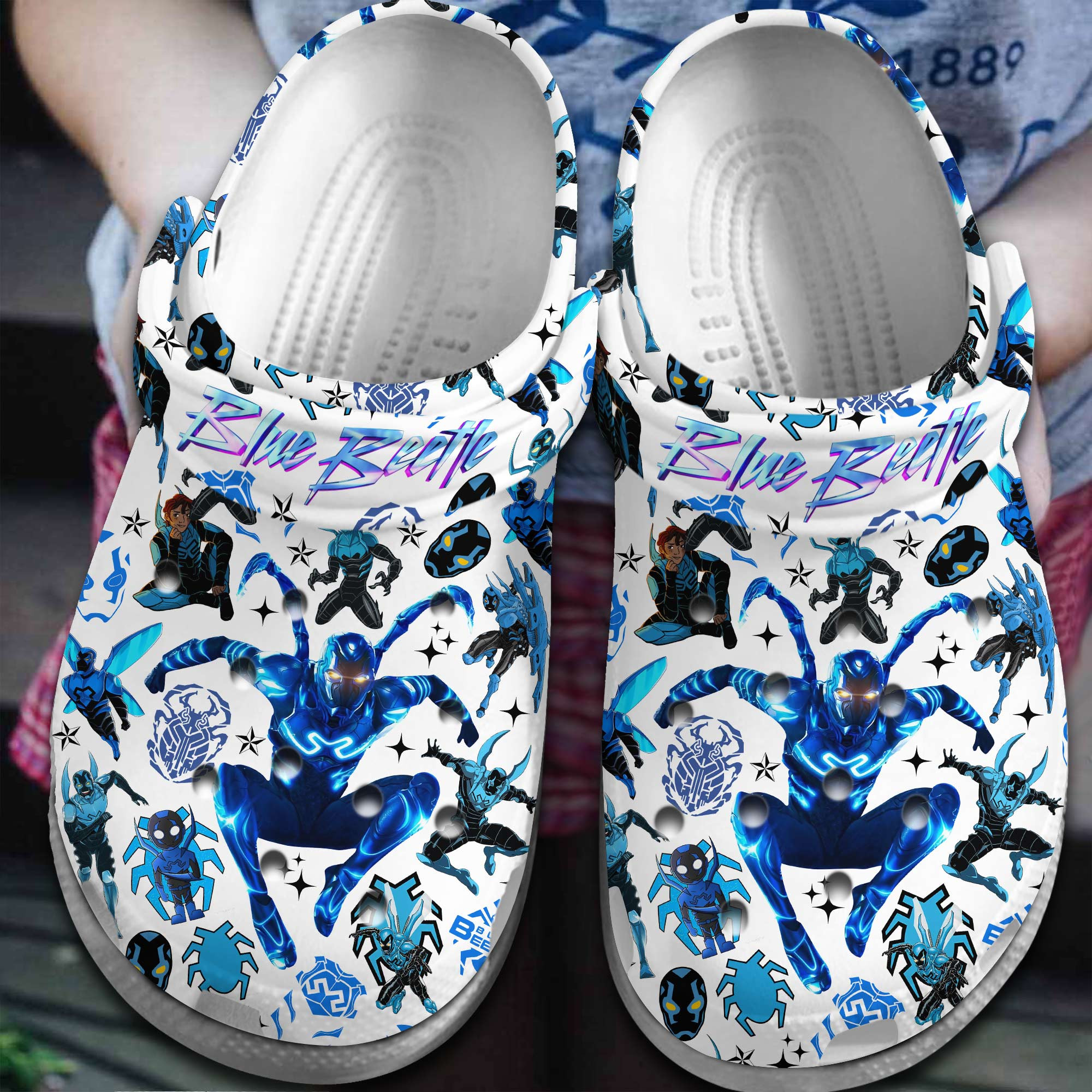 Footwearmerch Blue Beetle Movie Crocs Crocband Clogs Shoes Comfortable For Men Women and Kids
