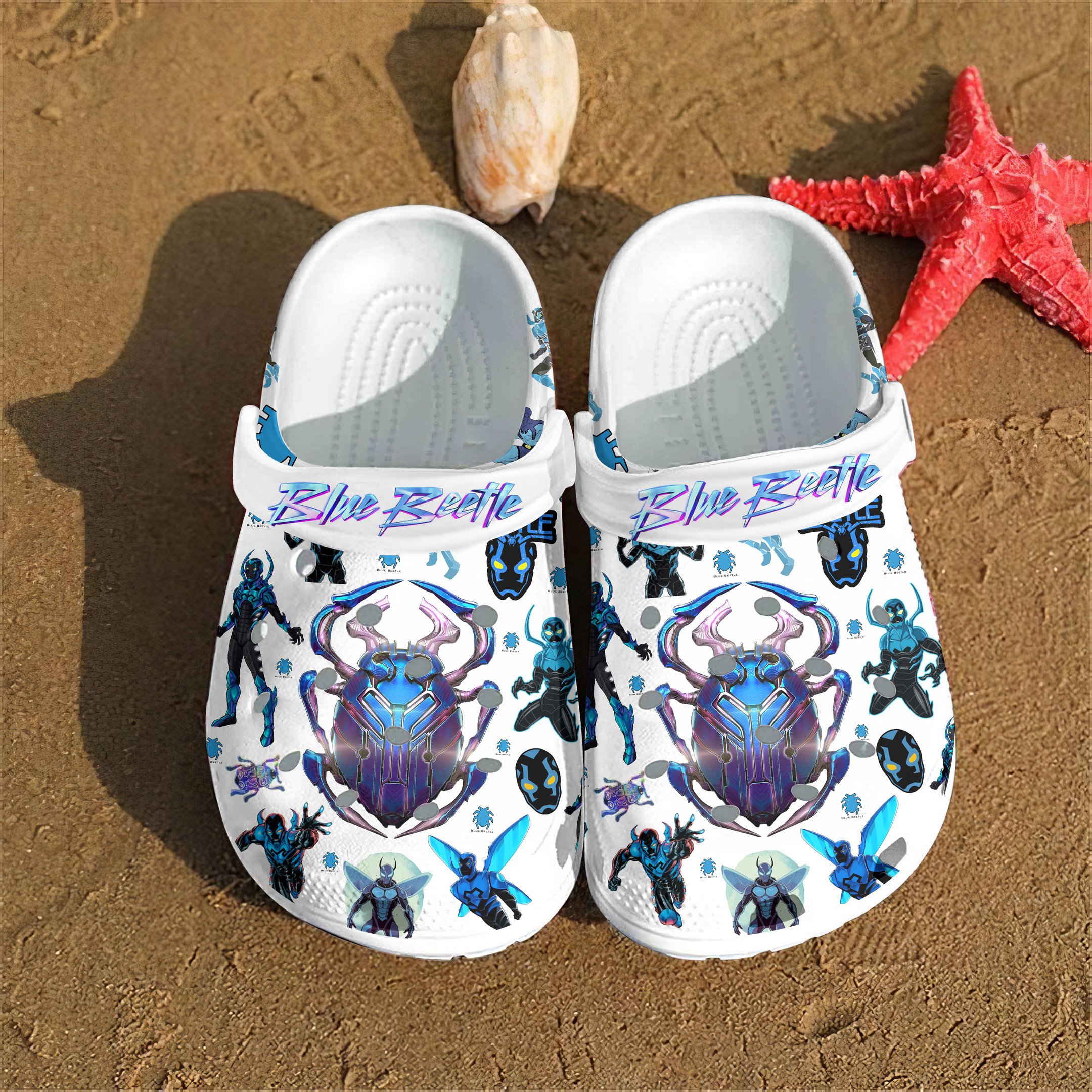 Footwearmerch Blue Beetle Movie Crocs Crocband Clogs Shoes Comfortable For Men Women and Kids