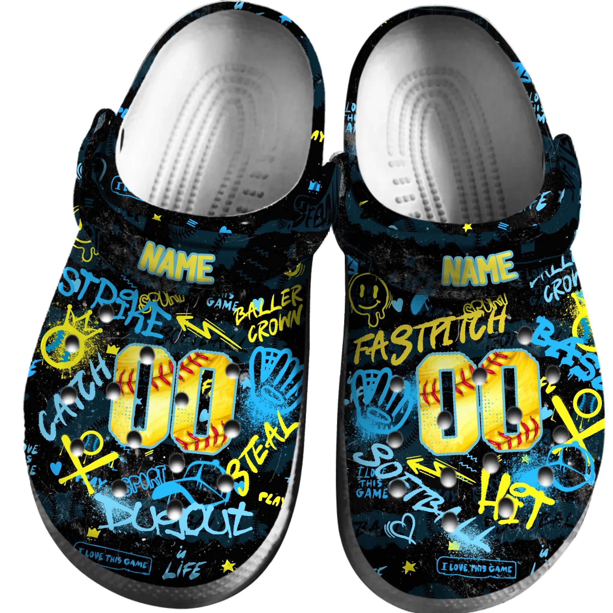 Footwearmerch Blue Tag Out Softball Sport Crocs Crocband Clogs Shoes Comfortable For Men Women and Kids