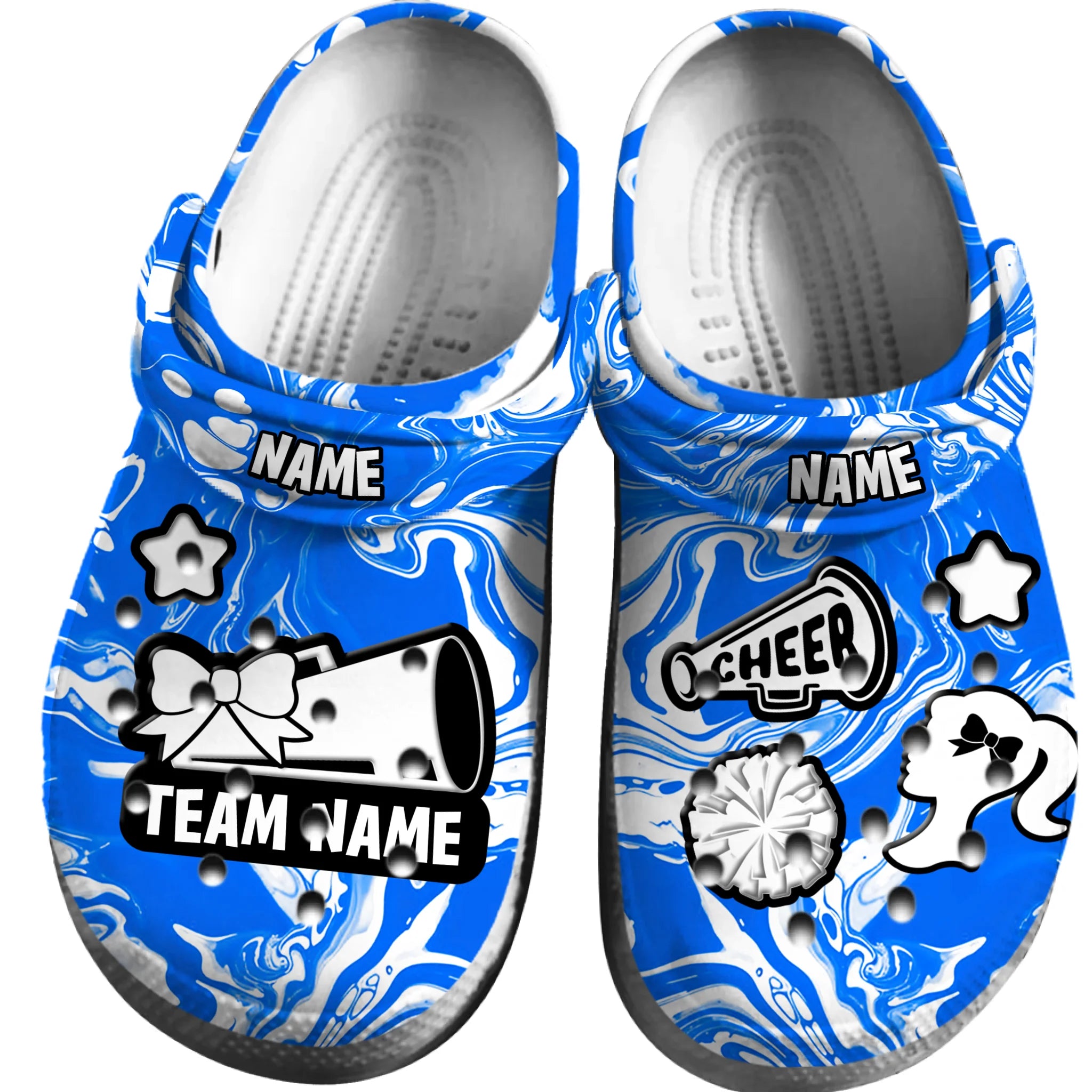 Footwearmerch Blue Tie-Dye Cheerleading Sport Crocs Crocband Clogs Shoes Comfortable For Men Women and Kids