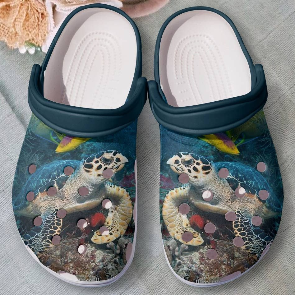 Footwearmerch Blue Water Sea Turtle Shoes Clogs - Save The Ocean Outdoor Shoes Clogs For Women Men