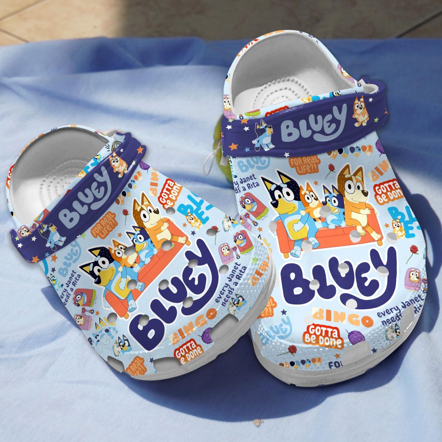 Footwearmerch Bluey Cartoon Crocs Crocband Clogs Shoes Comfortable For Men Women and Kids