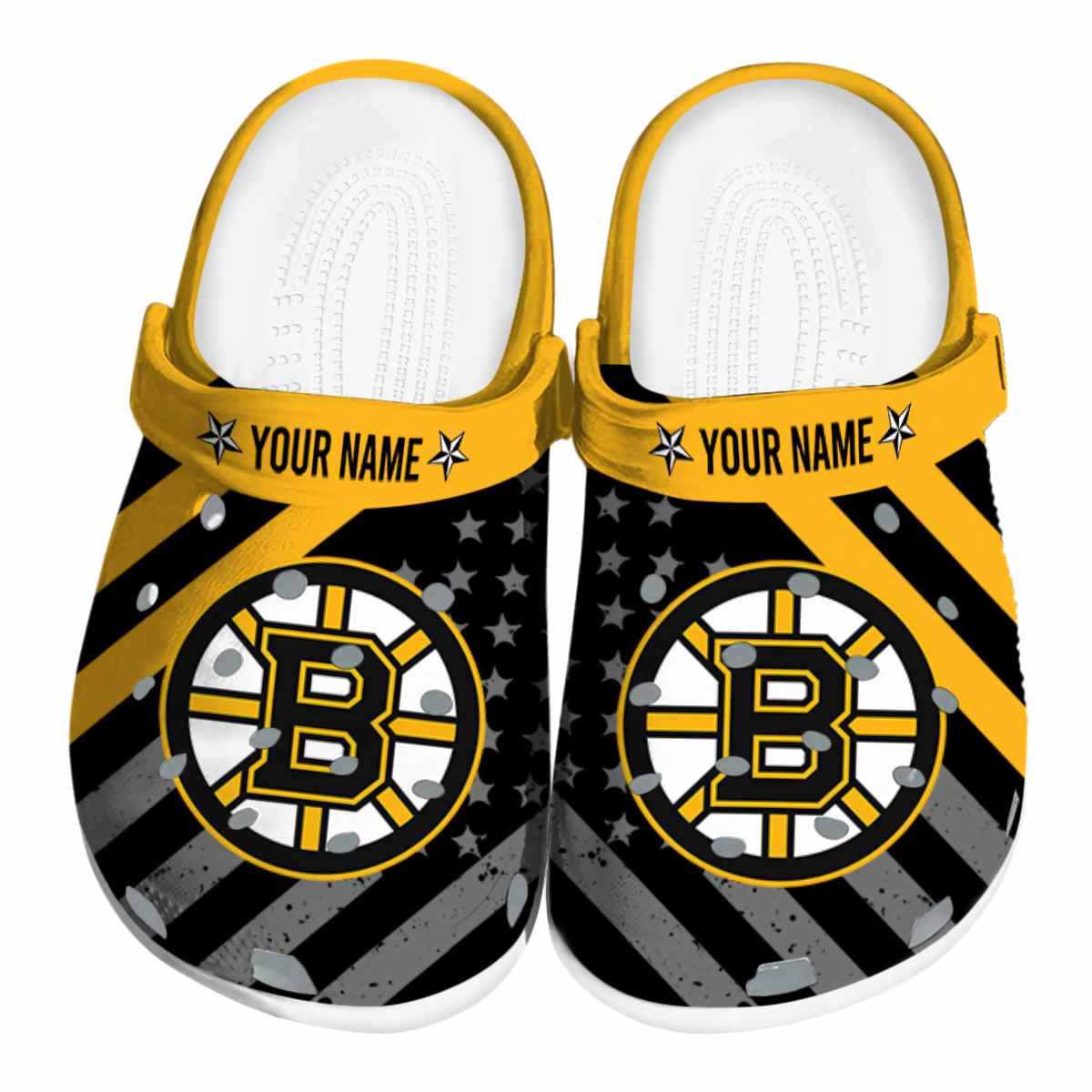 Footwearmerch Boston Bruins NHL Sport Crocs Crocband Clogs Shoes Comfortable For Men Women and Kids