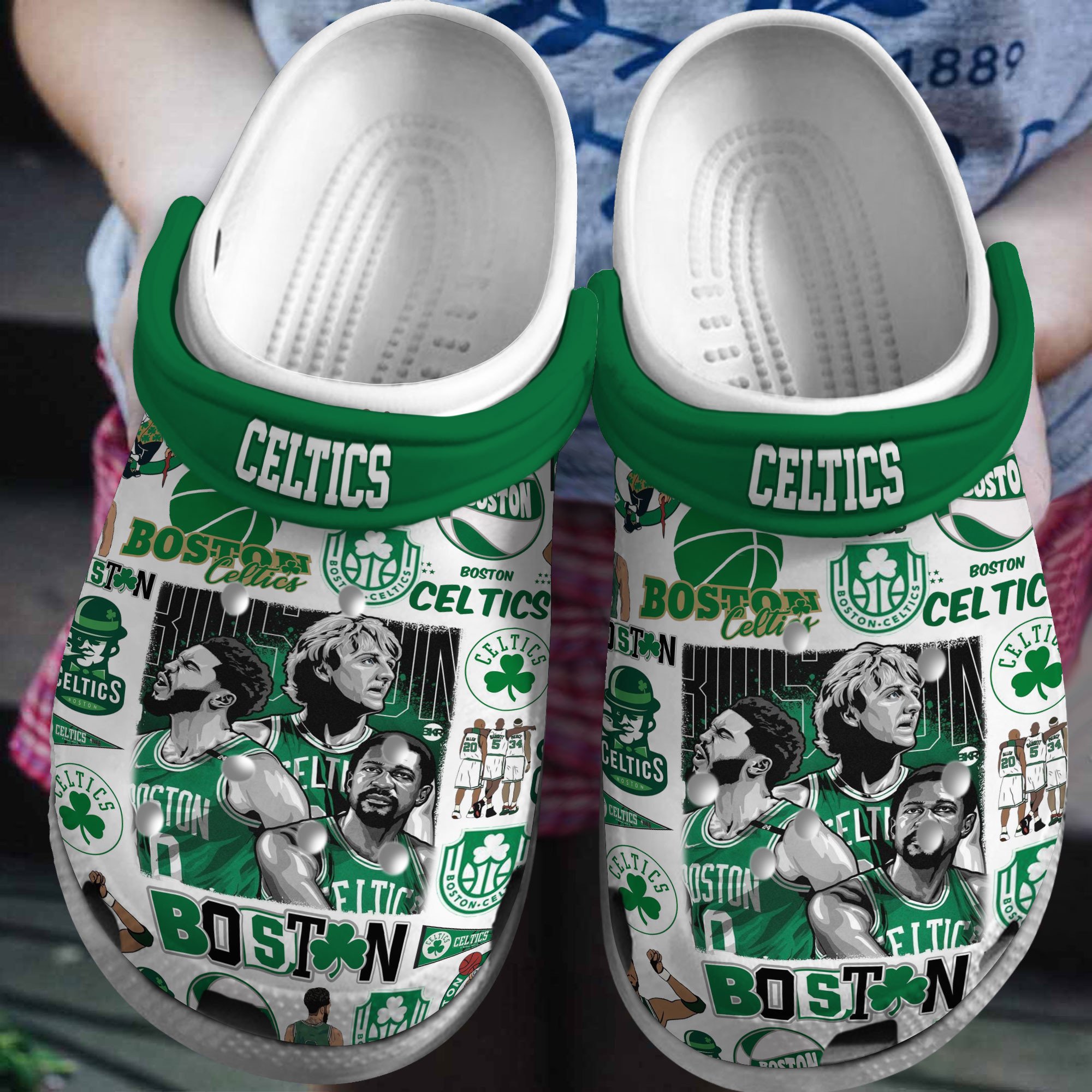 Footwearmerch Boston Celtics NBA Sport Crocs Crocband Clogs Shoes Comfortable For Men Women and Kids