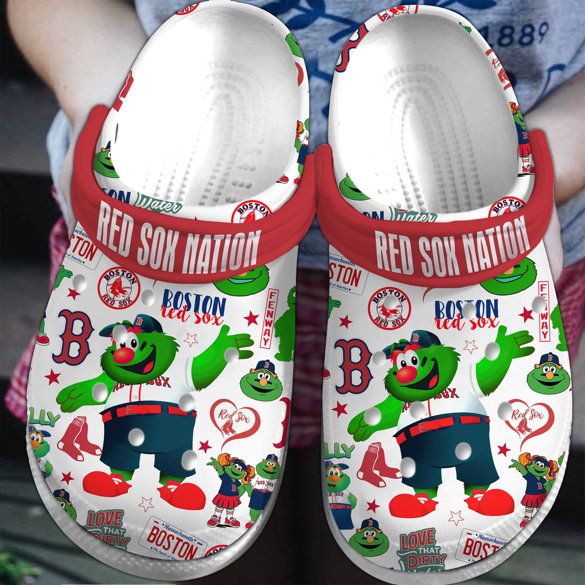 Footwearmerch Boston Red Sox Baseball MLB SportCrocs Crocband Clogs Shoes Comfortable For Men Women and Kids