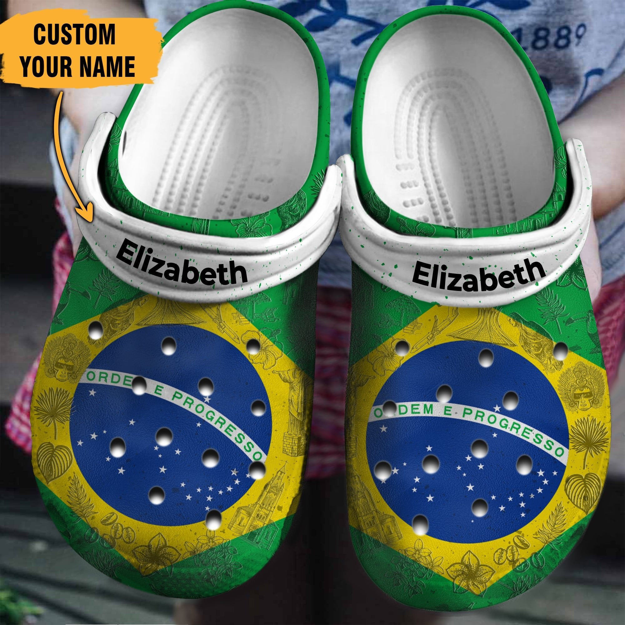 Footwearmerch Brazil Flag Personalized Shoes Clogs Gifts For Men Women