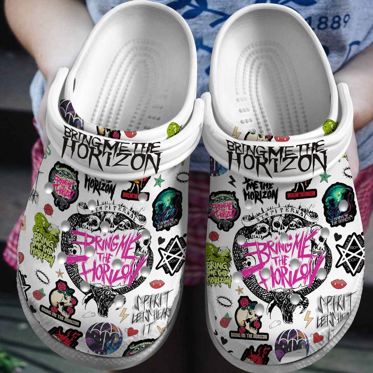Footwearmerch Bring Me The Horizon Music Crocs Crocband Clogs Shoes Comfortable For Men Women and Kids