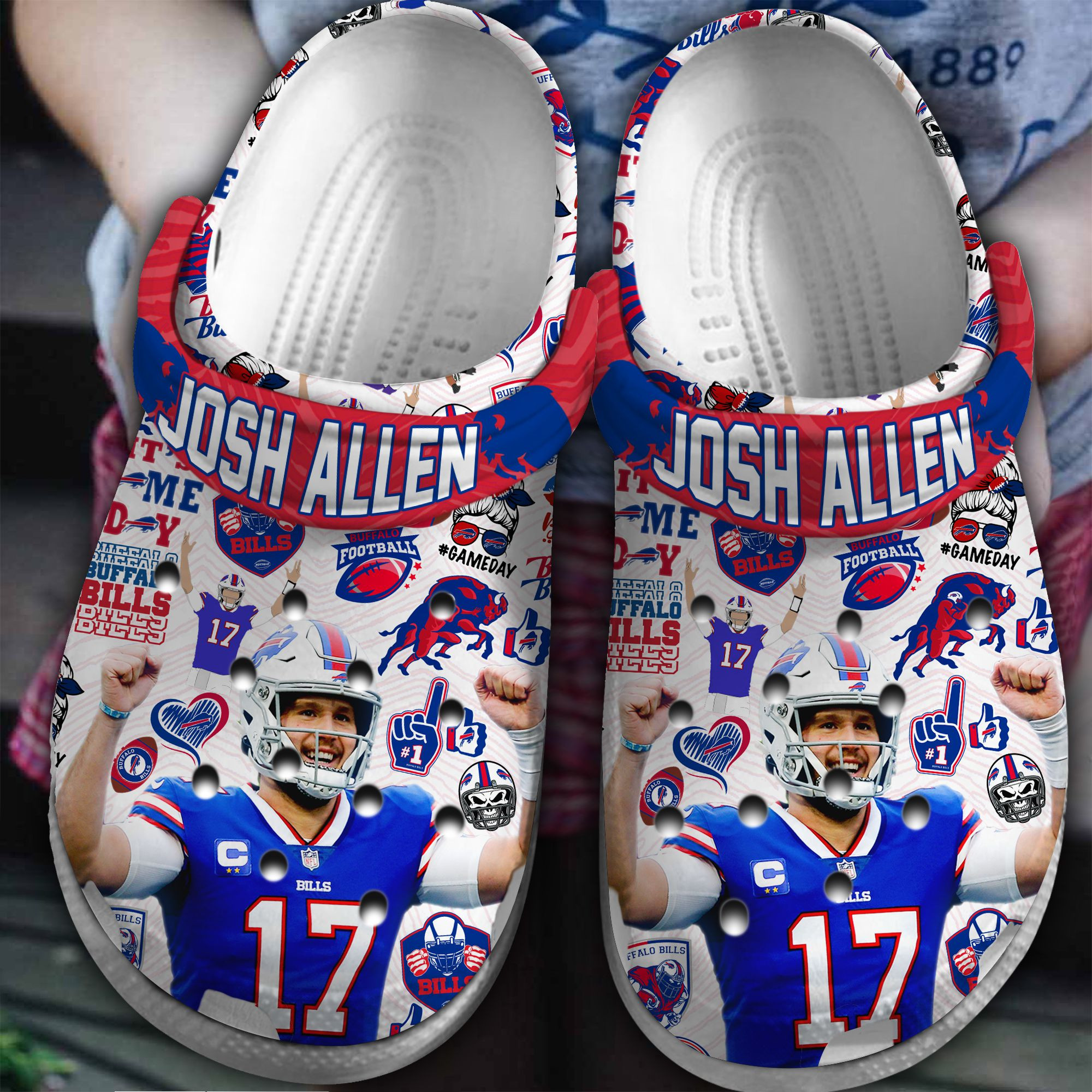 Footwearmerch Buffalo Bills Josh Allen NFL Sport Crocs Crocband Clogs Shoes Comfortable For Men Women and Kids