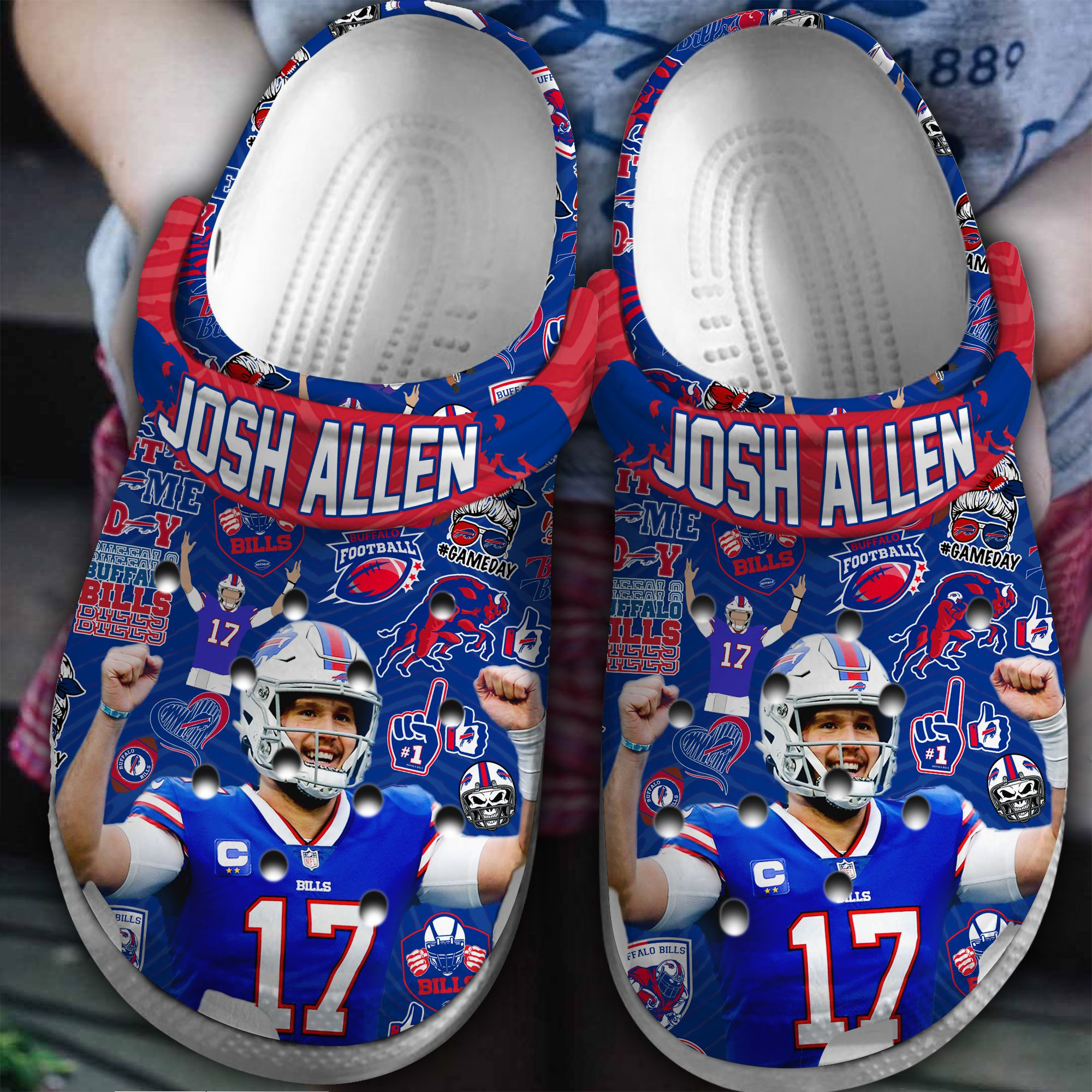Footwearmerch Buffalo Bills Josh Allen NFL Sport Crocs Crocband Clogs Shoes Comfortable For Men Women and Kids