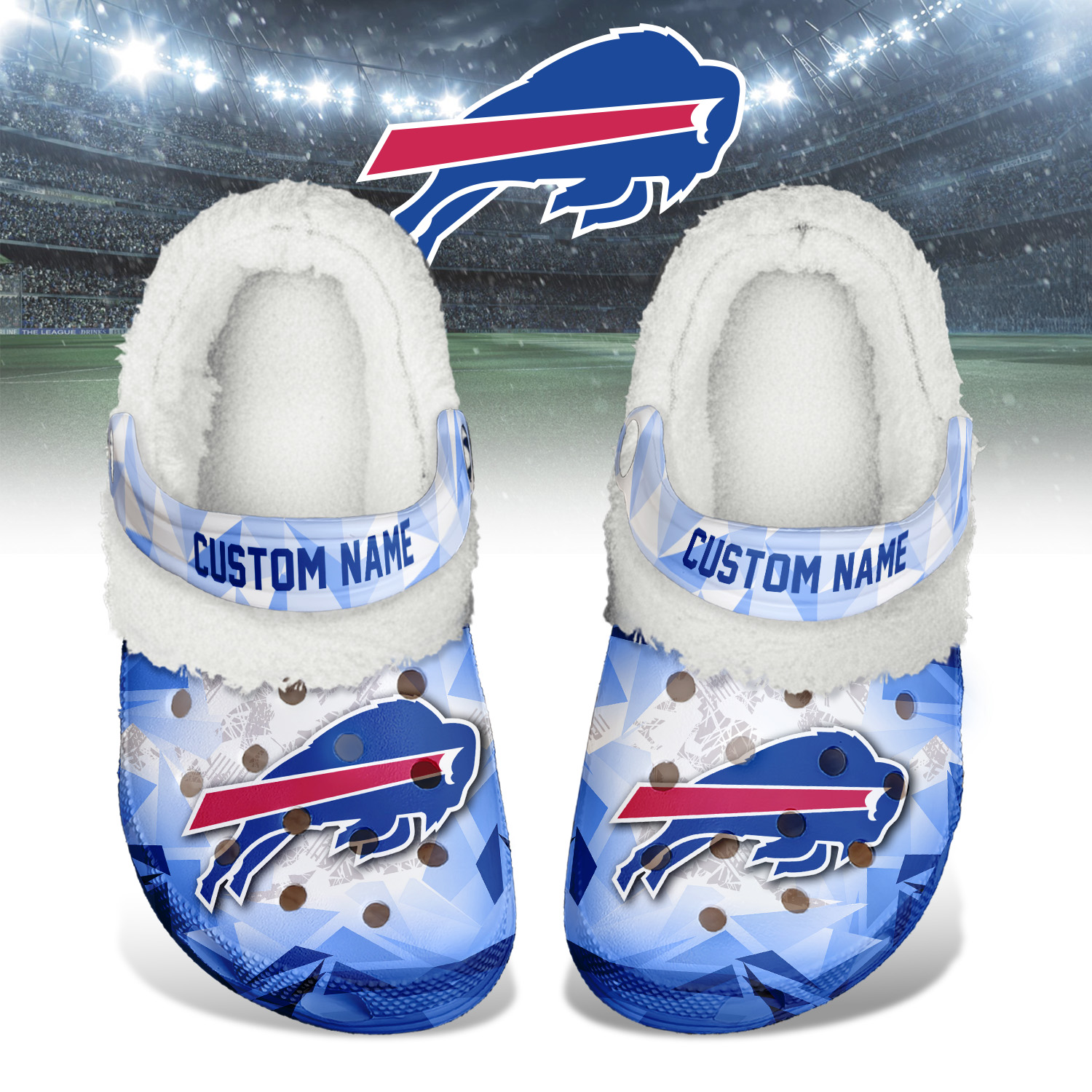 Footwearmerch Buffalo Bills NFL Crocs Crocband Fleece Lined Clogs Shoes Comfortable For Men Women and Kids In Winter