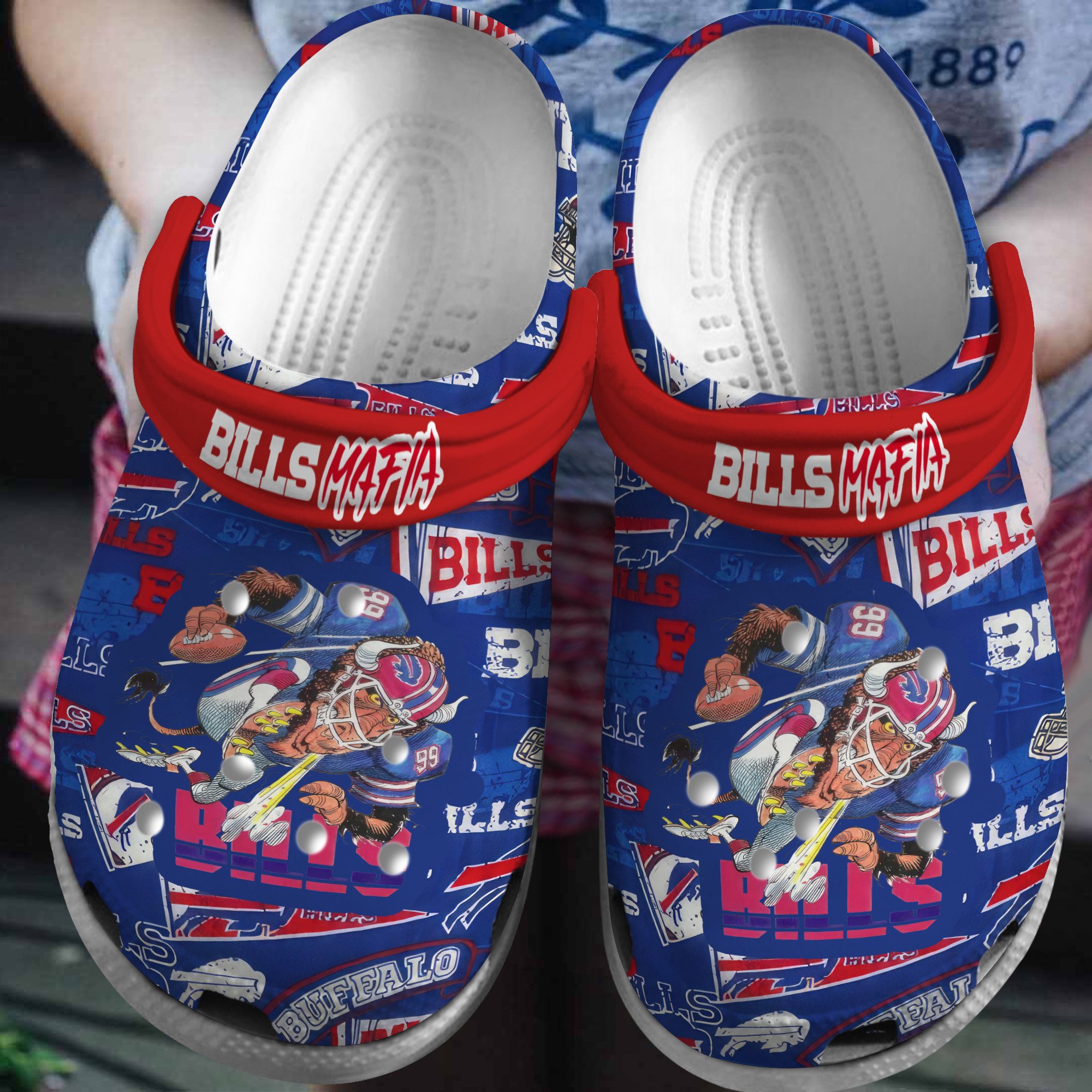 Footwearmerch Buffalo Bills NFL Sport Crocs Crocband Clogs Shoes Comfortable For Men Women and Kids