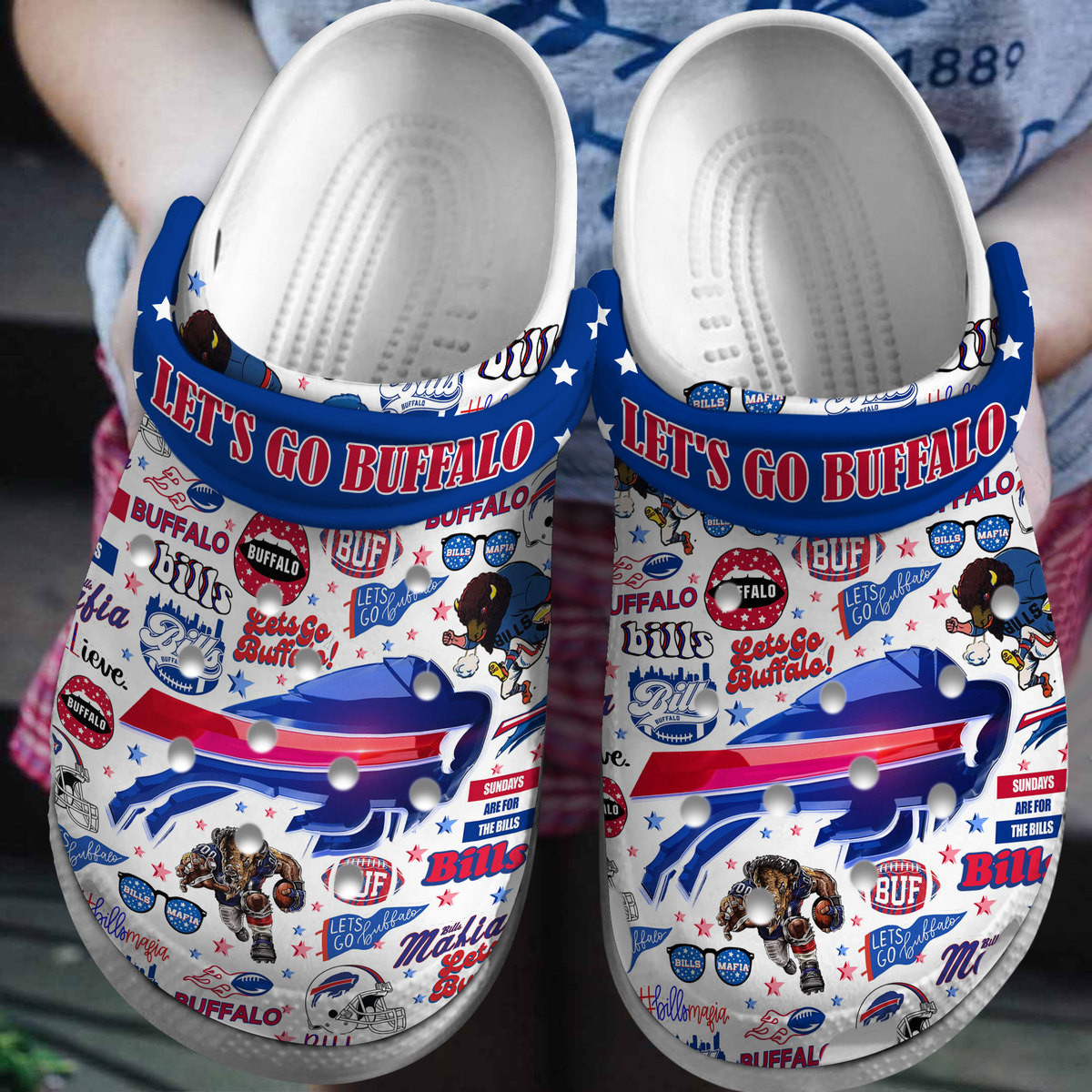 Footwearmerch Buffalo Bills NFL Sport Crocs Crocband Clogs Shoes Comfortable For Men Women and Kids
