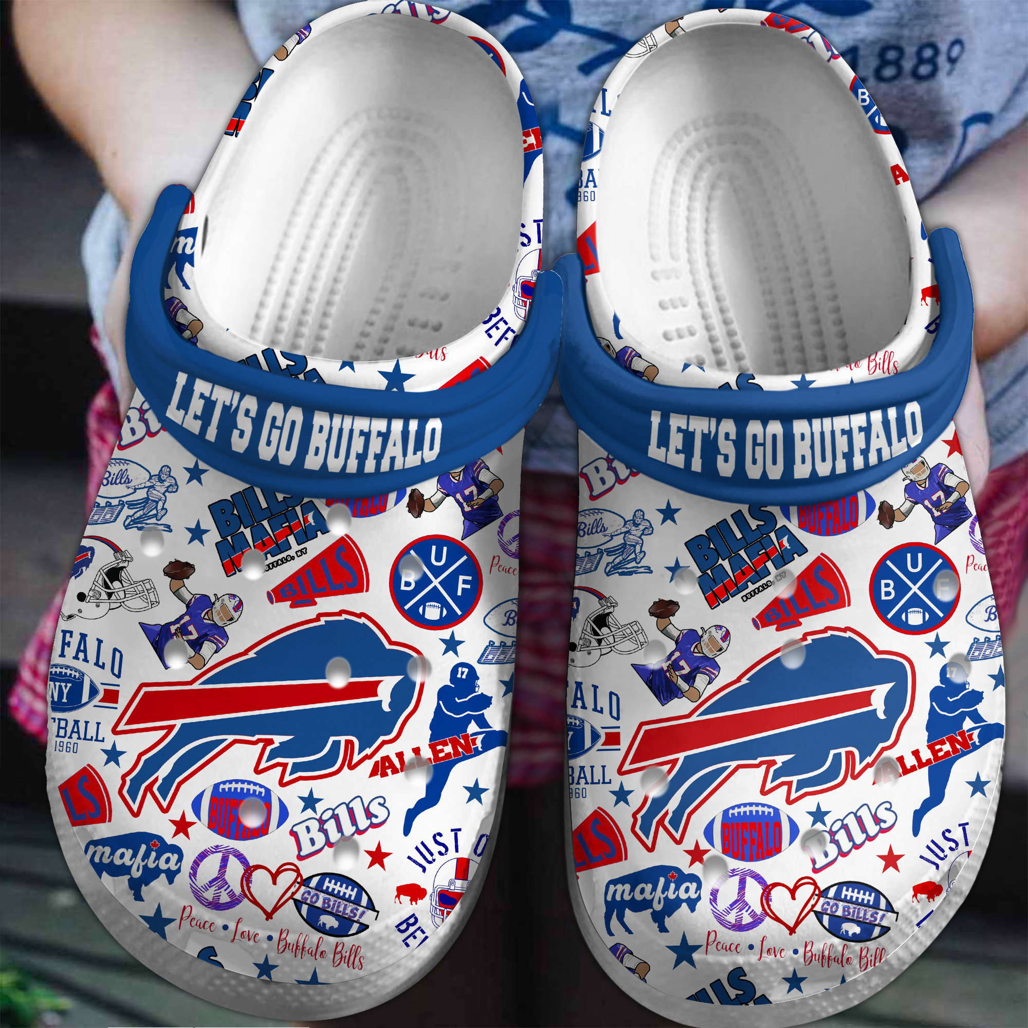 Footwearmerch Buffalo Bills NFL Sport Crocs Crocband Clogs Shoes Comfortable For Men Women and Kids