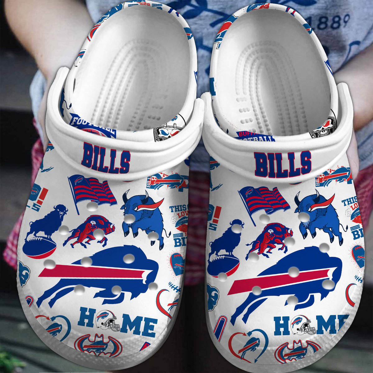 Footwearmerch Buffalo Bills NFL Sport Crocs Crocband Clogs Shoes Comfortable For Men Women and Kids