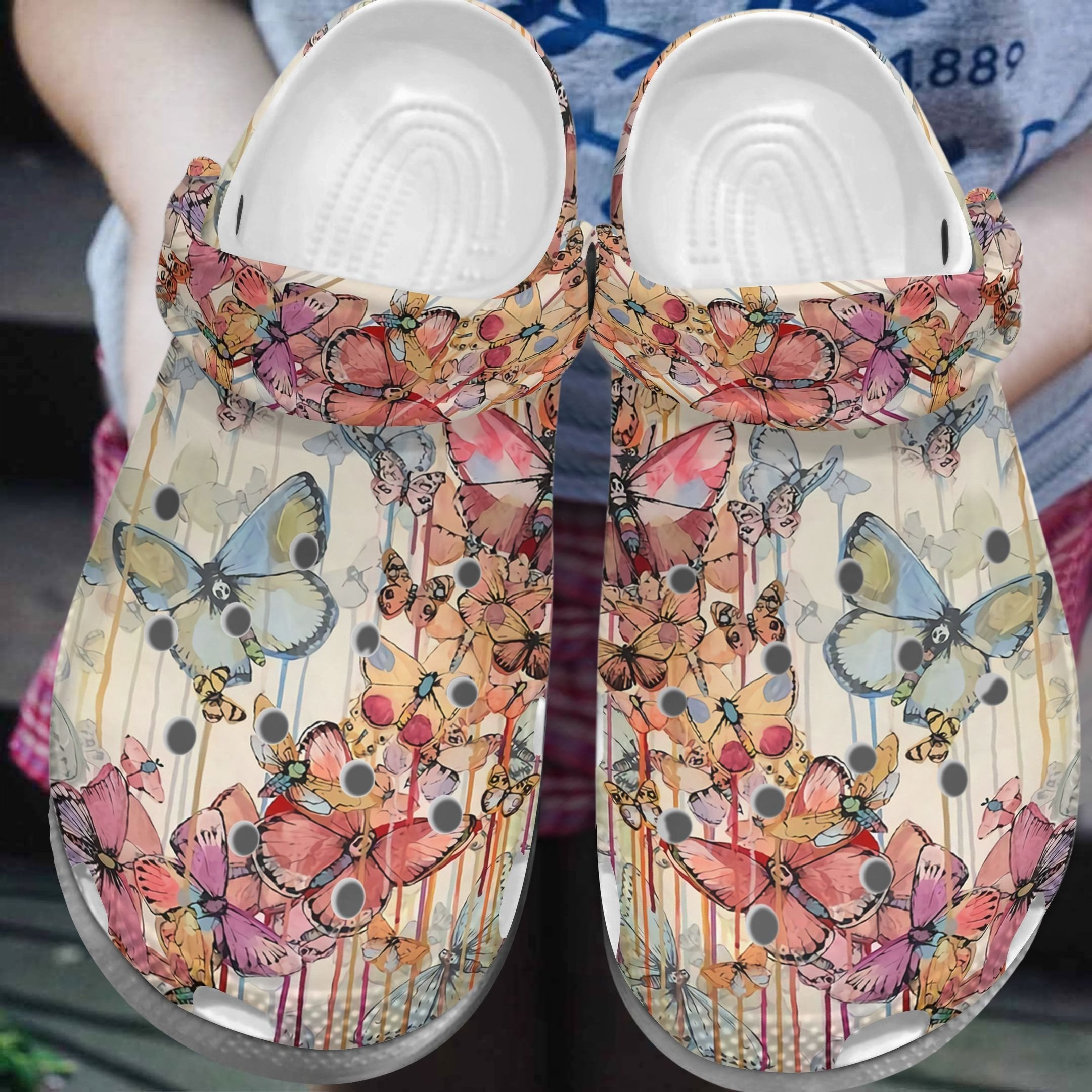 Footwearmerch Butterfly Art Oil Painting Shoes - Cutie Butterflies Clog Gifts For Mom