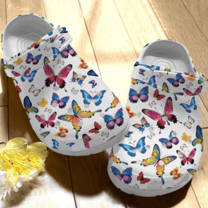 Footwearmerch Butterfly Pattern Colorful Clog Shoes Dh