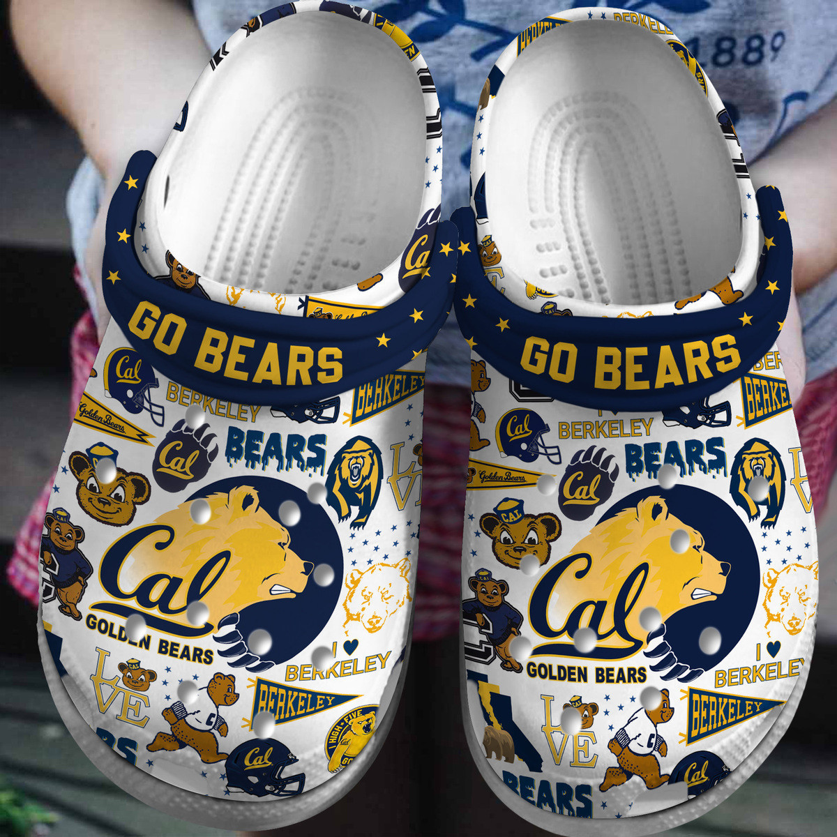 Footwearmerch California Golden Bears NCAA Sport Crocs Crocband Clogs Shoes Comfortable For Men Women and Kids