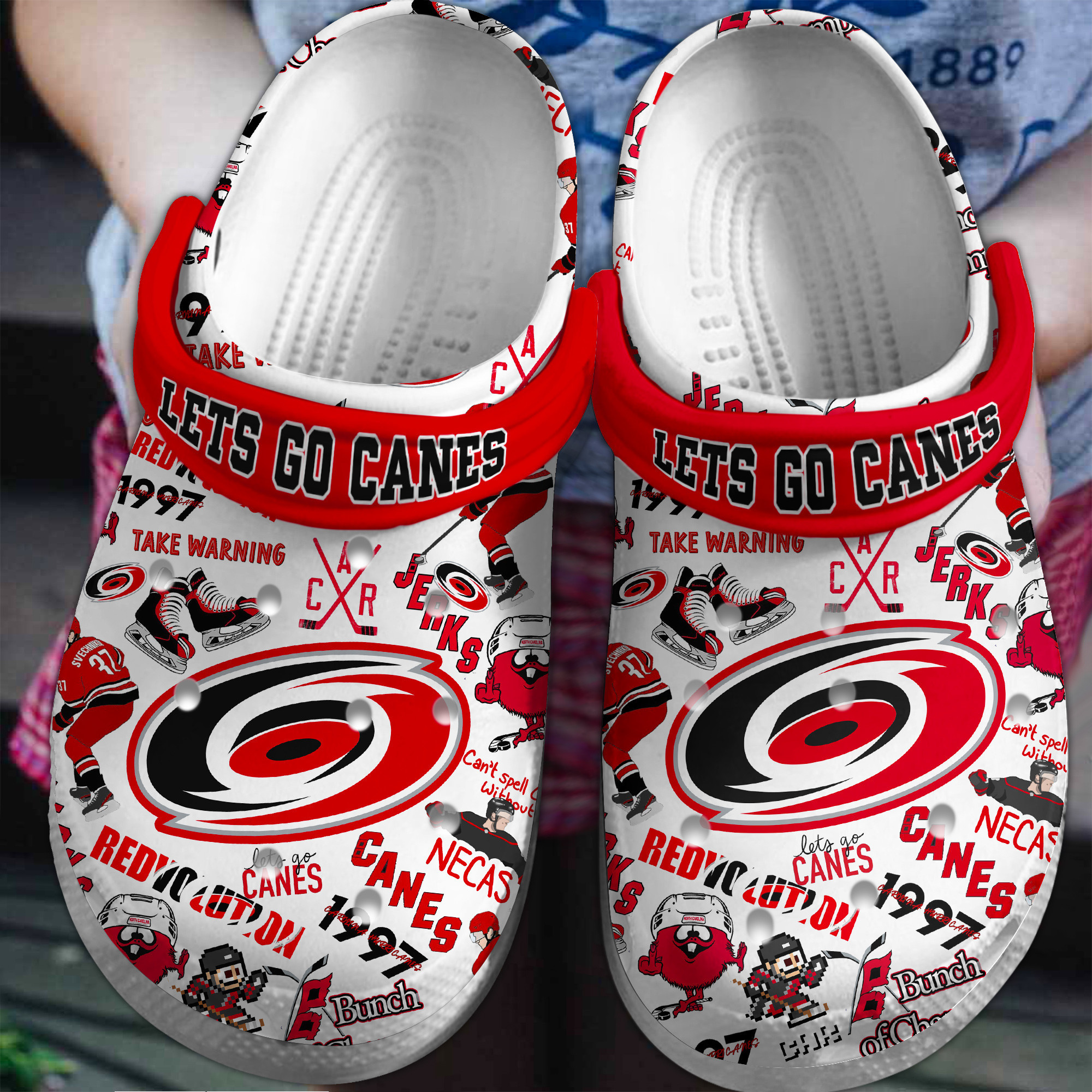Footwearmerch Carolina Hurricanes NHL Sport Crocs Crocband Clogs Shoes Comfortable For Men Women and Kids