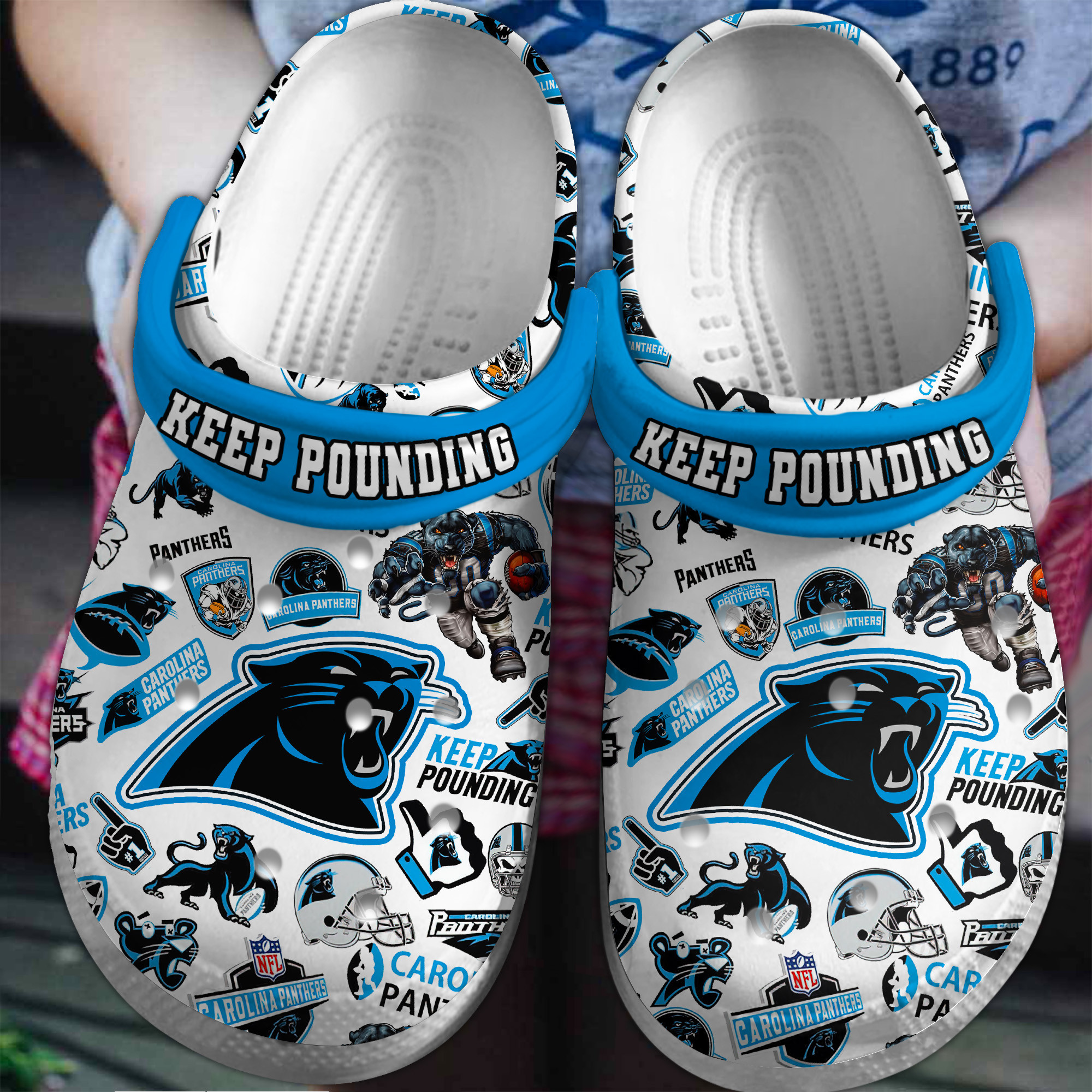 Footwearmerch Carolina Panthers NFL Sport Crocs Crocband Clogs Shoes Comfortable For Men Women and Kids
