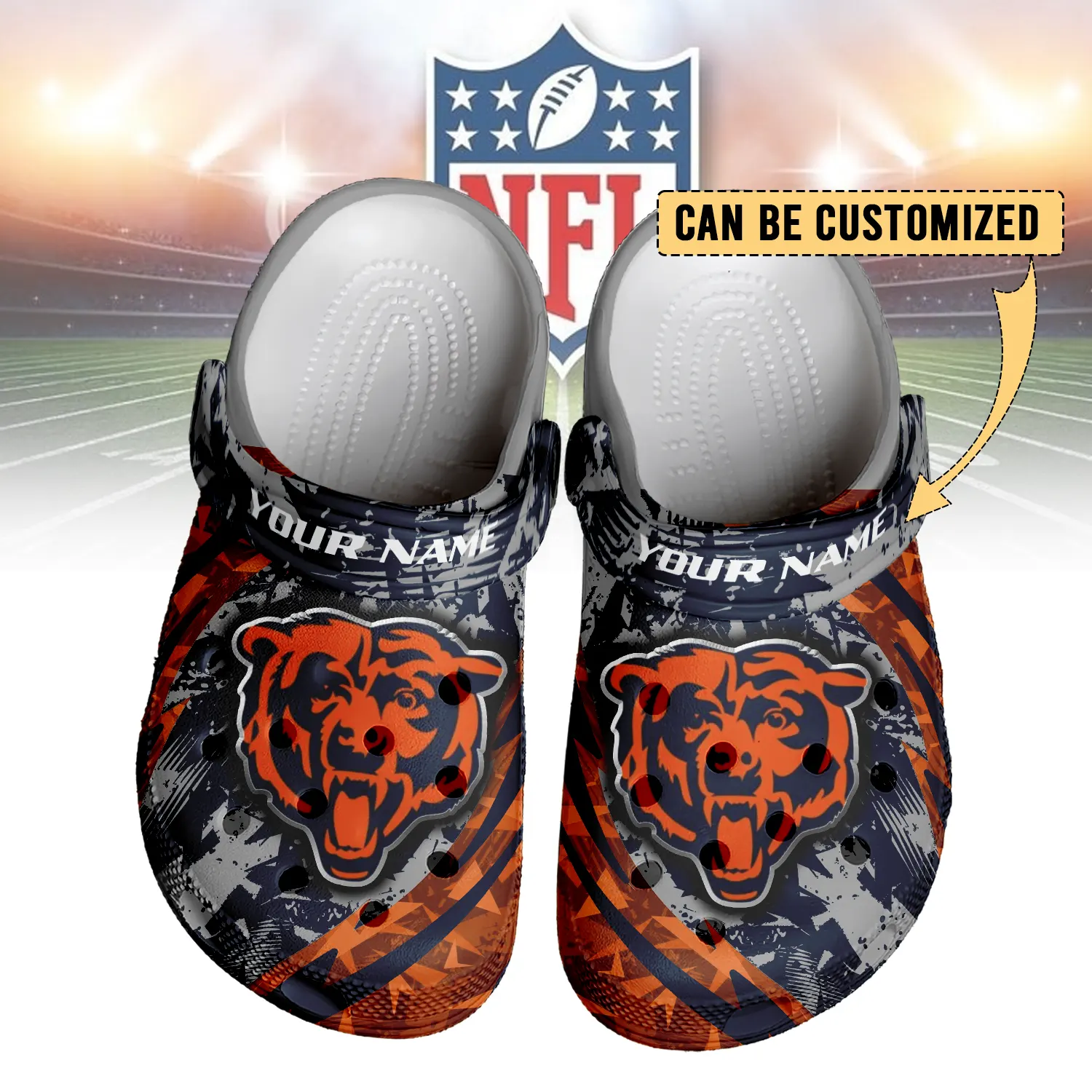 Footwearmerch Chicago Bears NFL Crocs Crocband Clogs Shoes Comfortable For Men Women and Kids