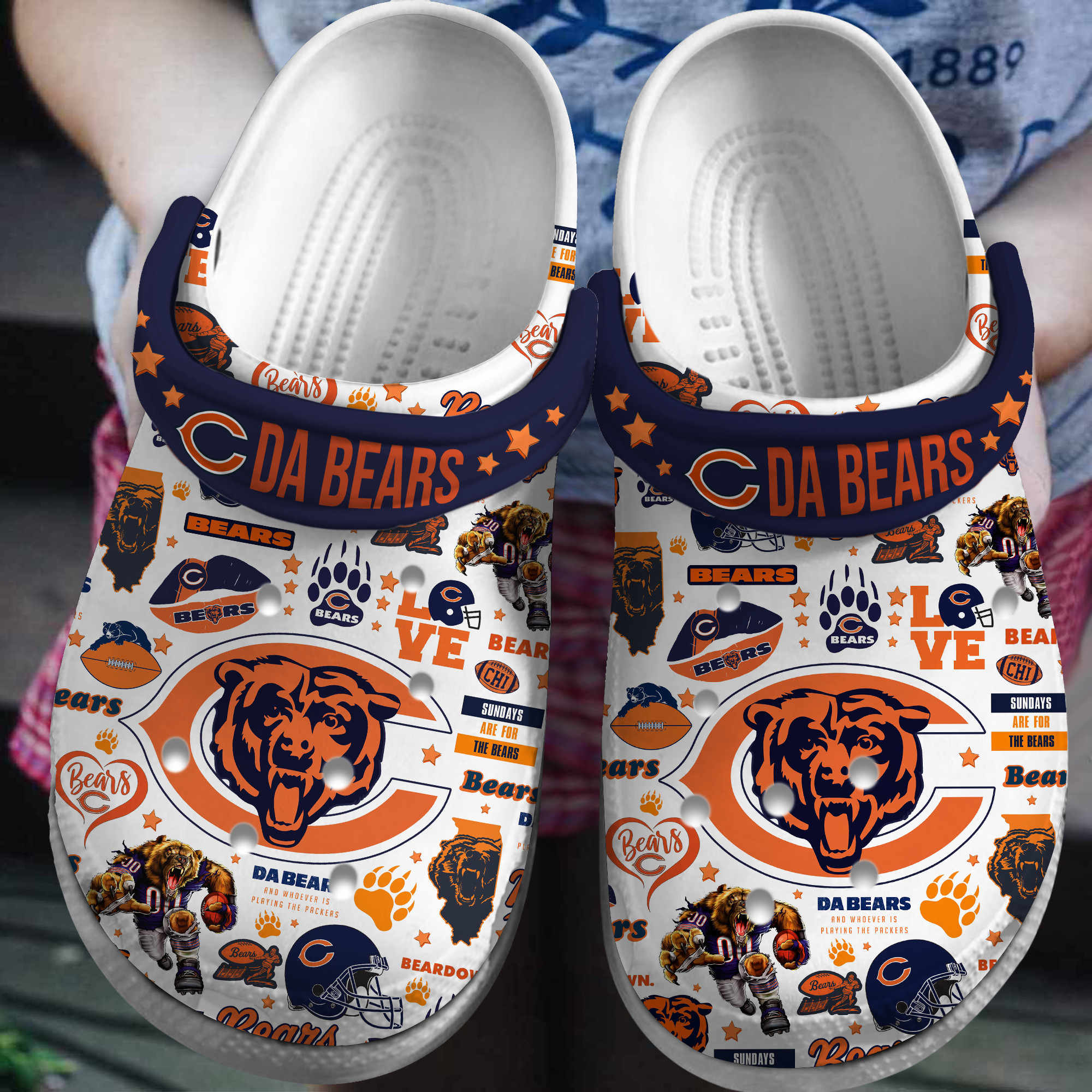 Footwearmerch Chicago Bears NFL Sport Crocs Crocband Clogs Shoes Comfortable For Men Women and Kids