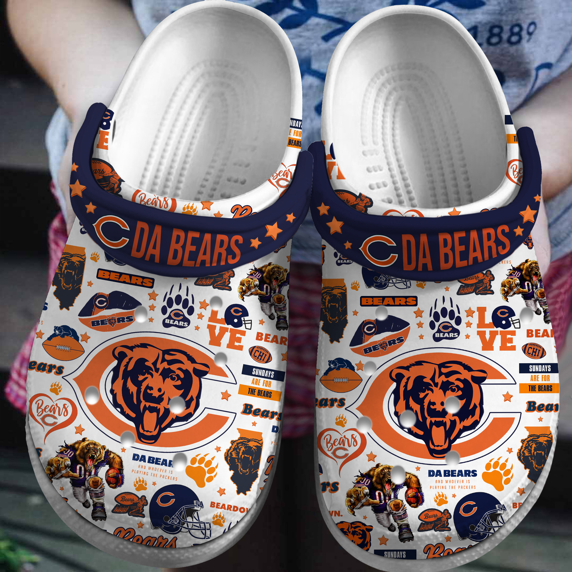 Footwearmerch Chicago Bears NFL Sport Crocs Crocband Clogs Shoes Comfortable For Men Women and Kids